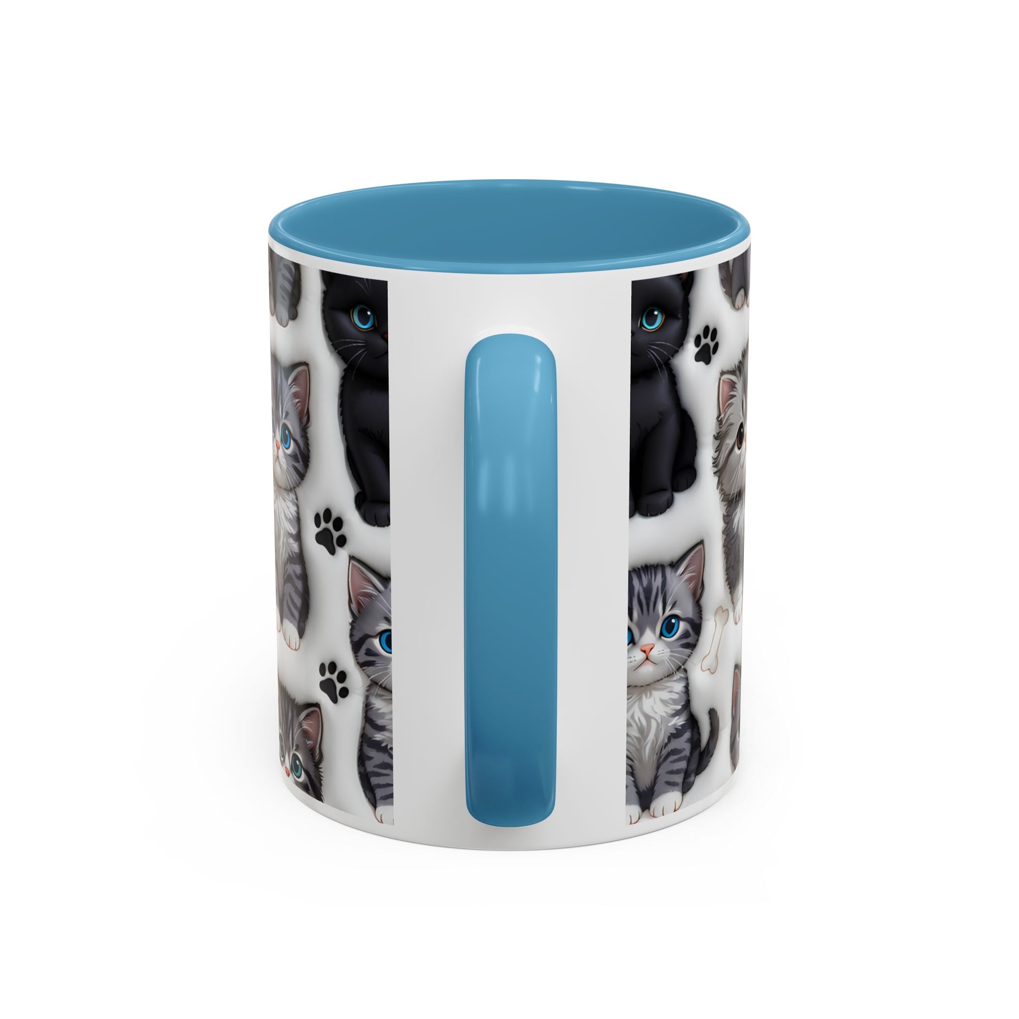 Cute Kitten Pattern Accent Coffee Mug | Cat Paw Print Design