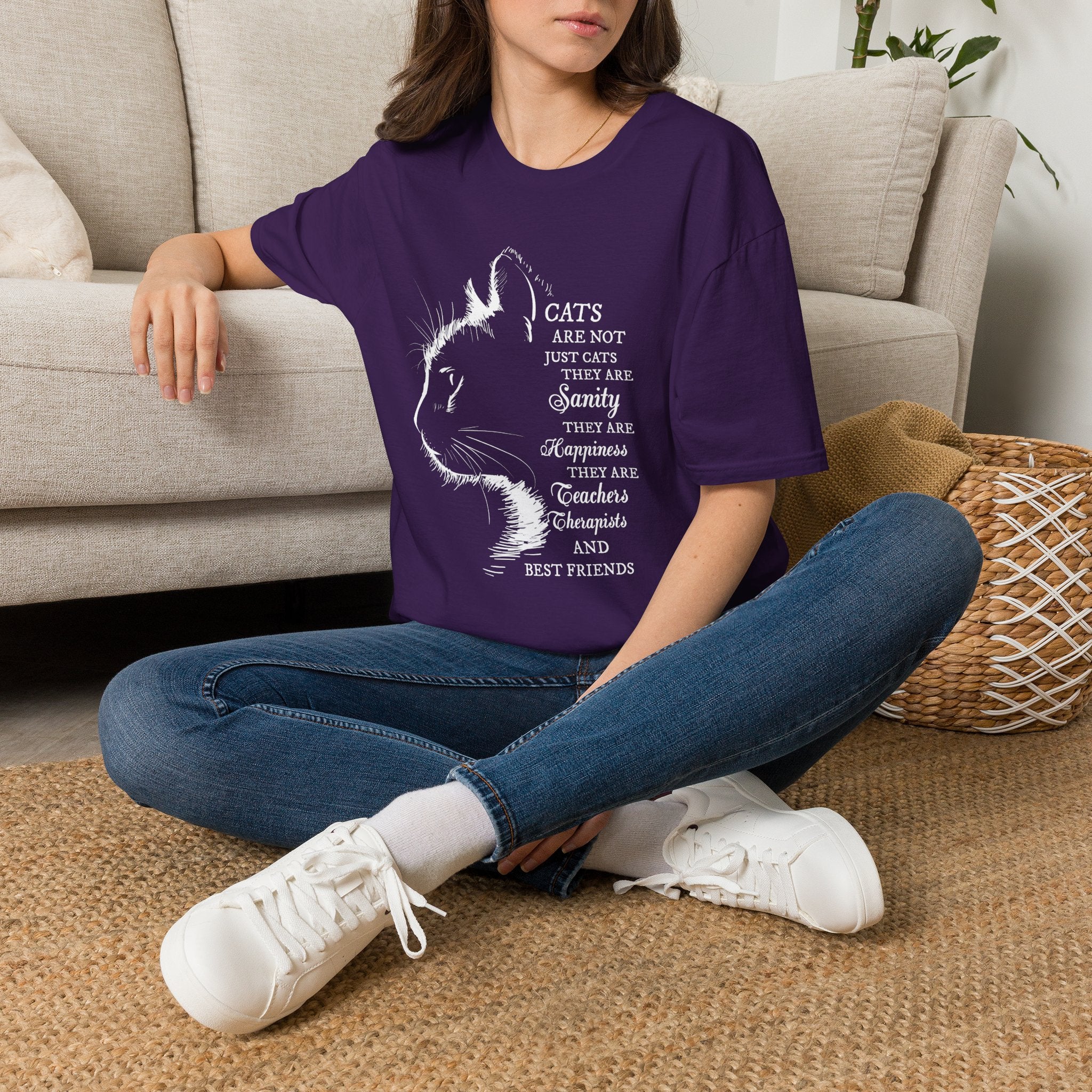 Cat Silhouette Quote T-Shirt | Cat Lovers Tee, Feline Friendship Design