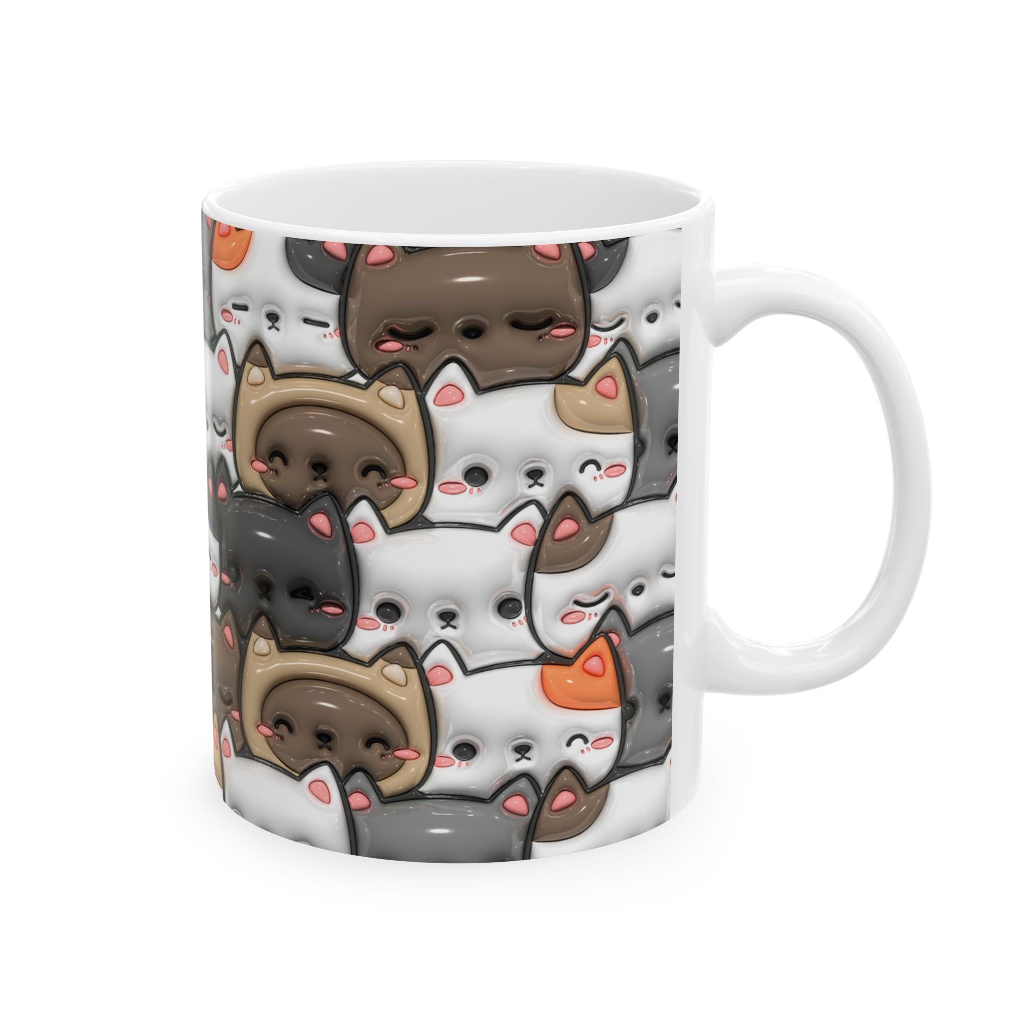 Kawaii Cat Pattern Mug | Cute Cats Ceramic Coffee Cup