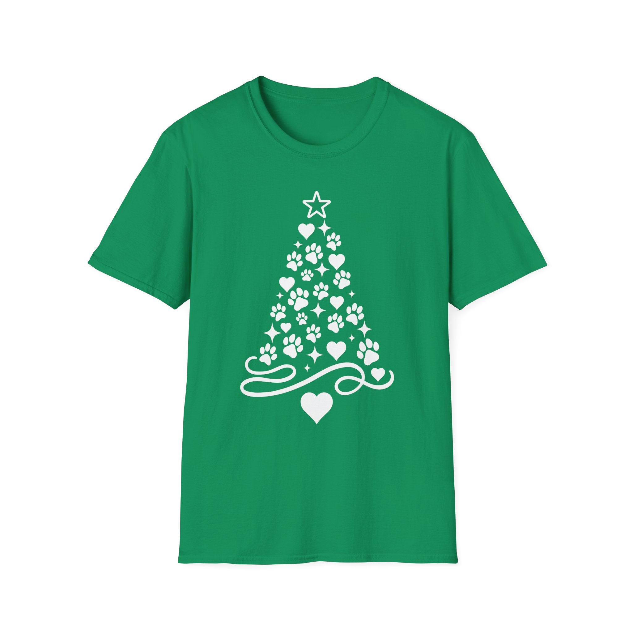 Paw Paw Print Christmas Tree T-Shirt | Dog Lover Holiday Tee