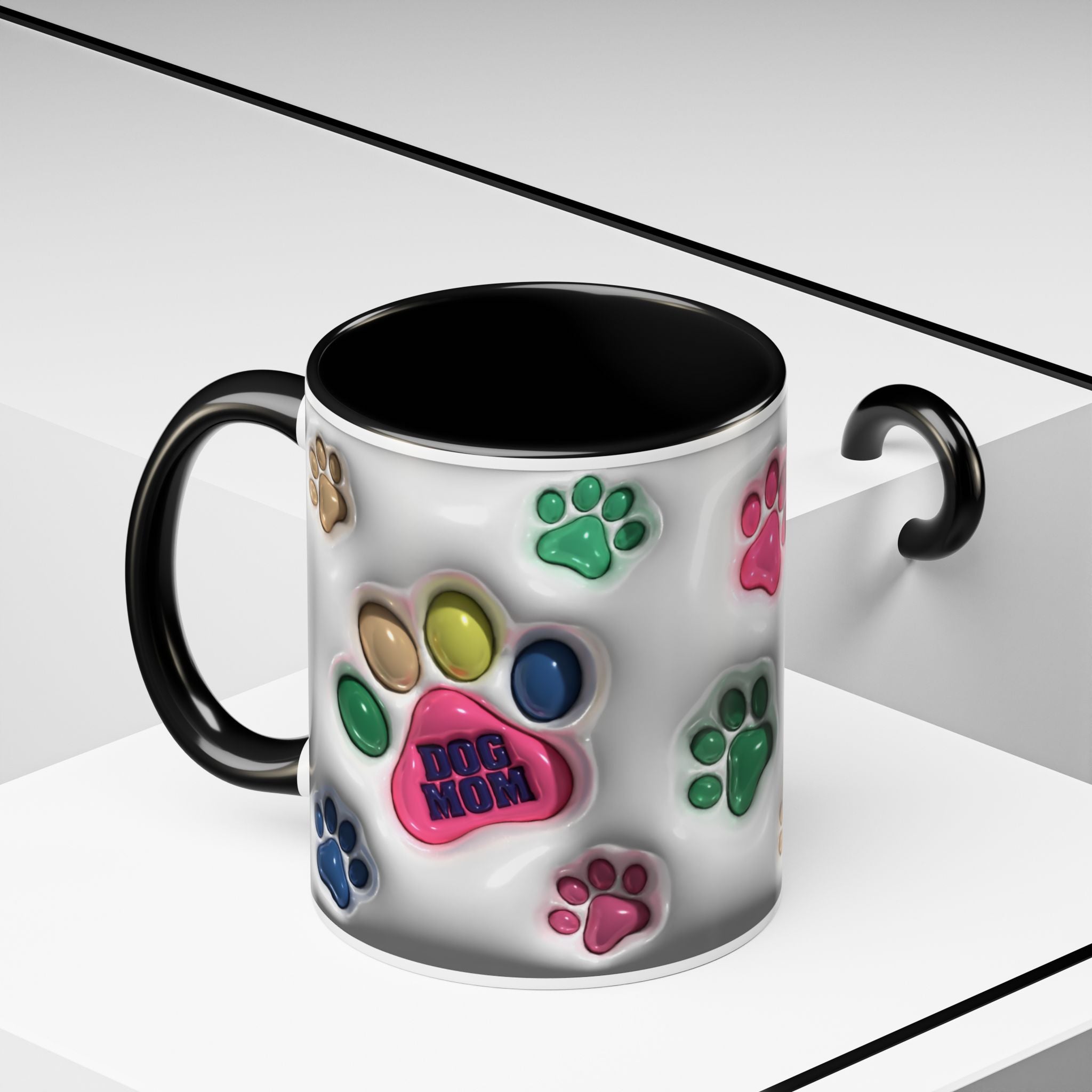 Colorful Paw Print Dog Mom Mug | Accent Coffee Mug