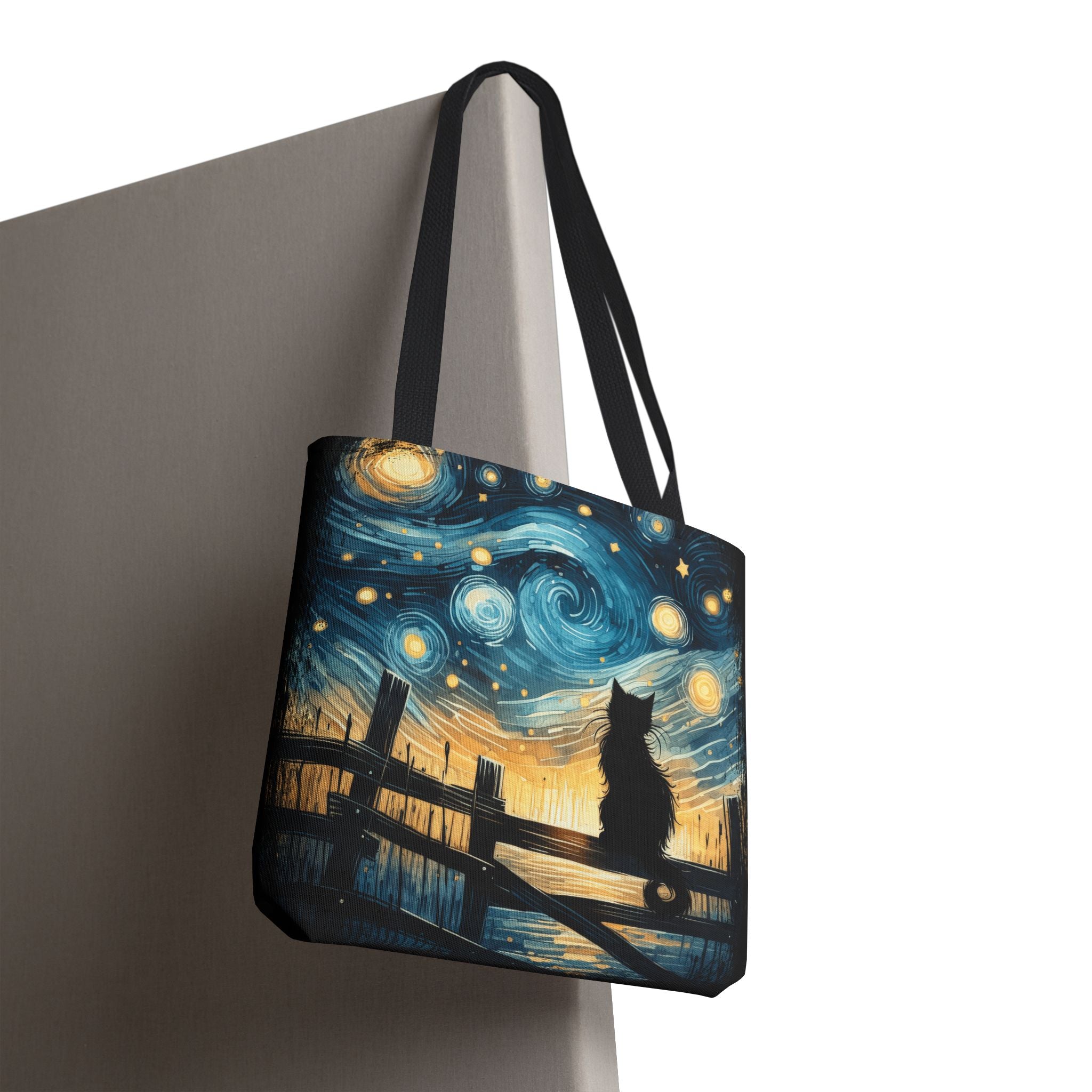 Starry Night Cat Tote | Van Gogh Inspired Swirling Sky Bag