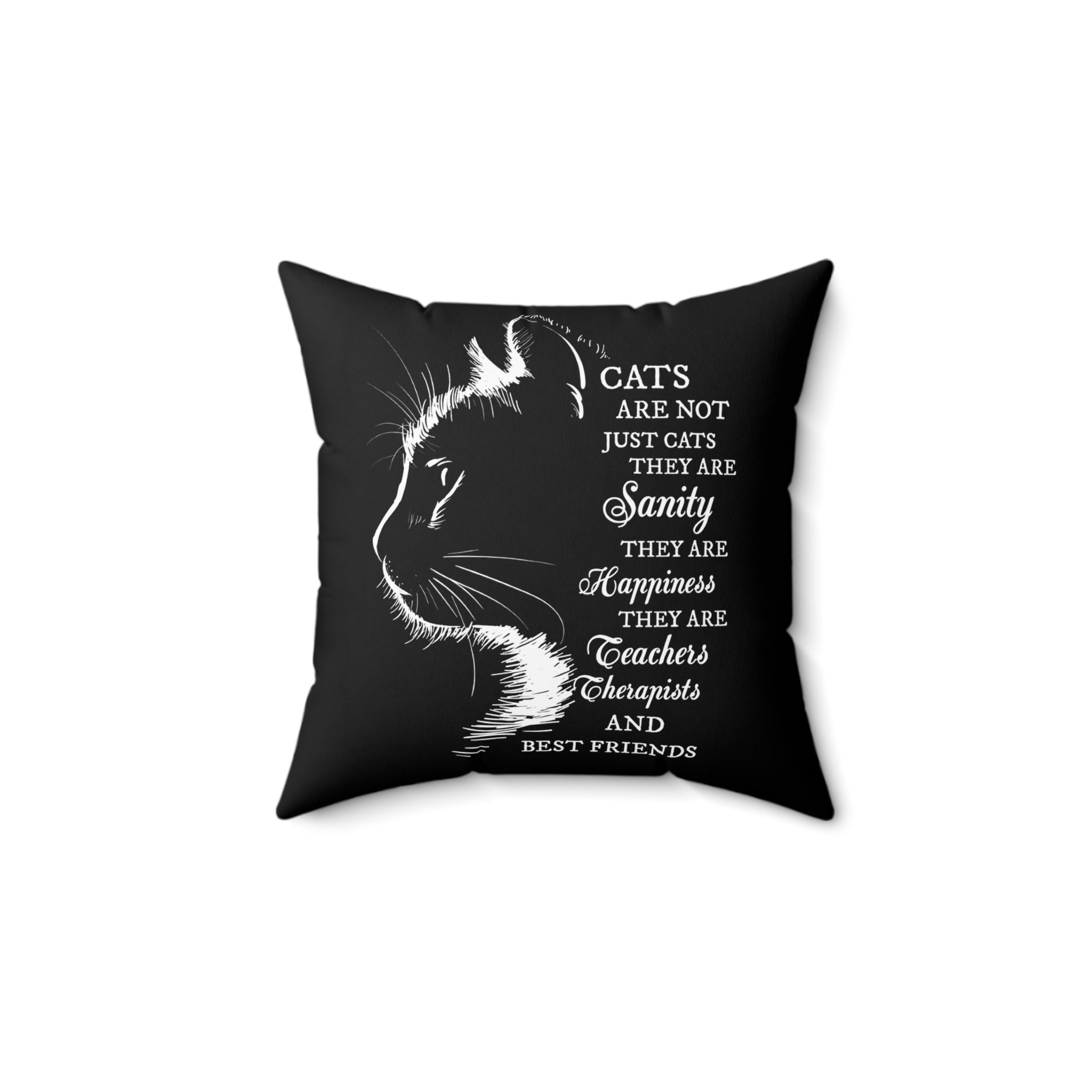Black Cat Silhouette Pillow | Cat Quote Throw Pillow, Square Polyester Pillow
