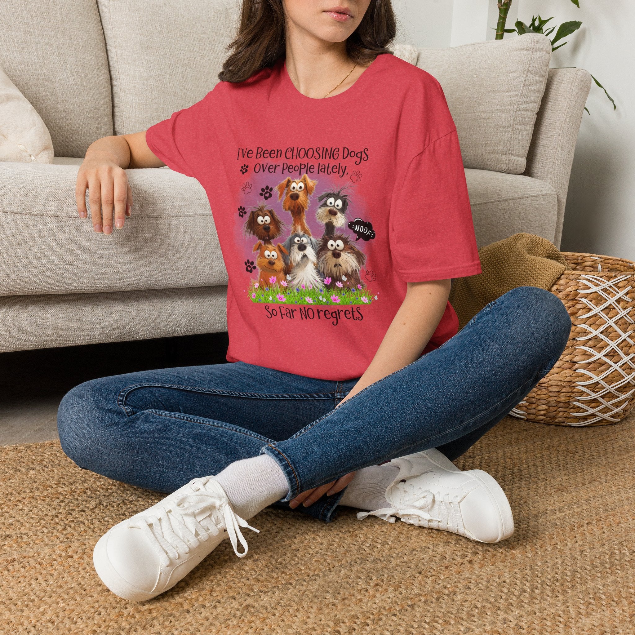 Choosing Dogs Over People T-Shirt | Cute Cartoon Dogs, Paw Print Design