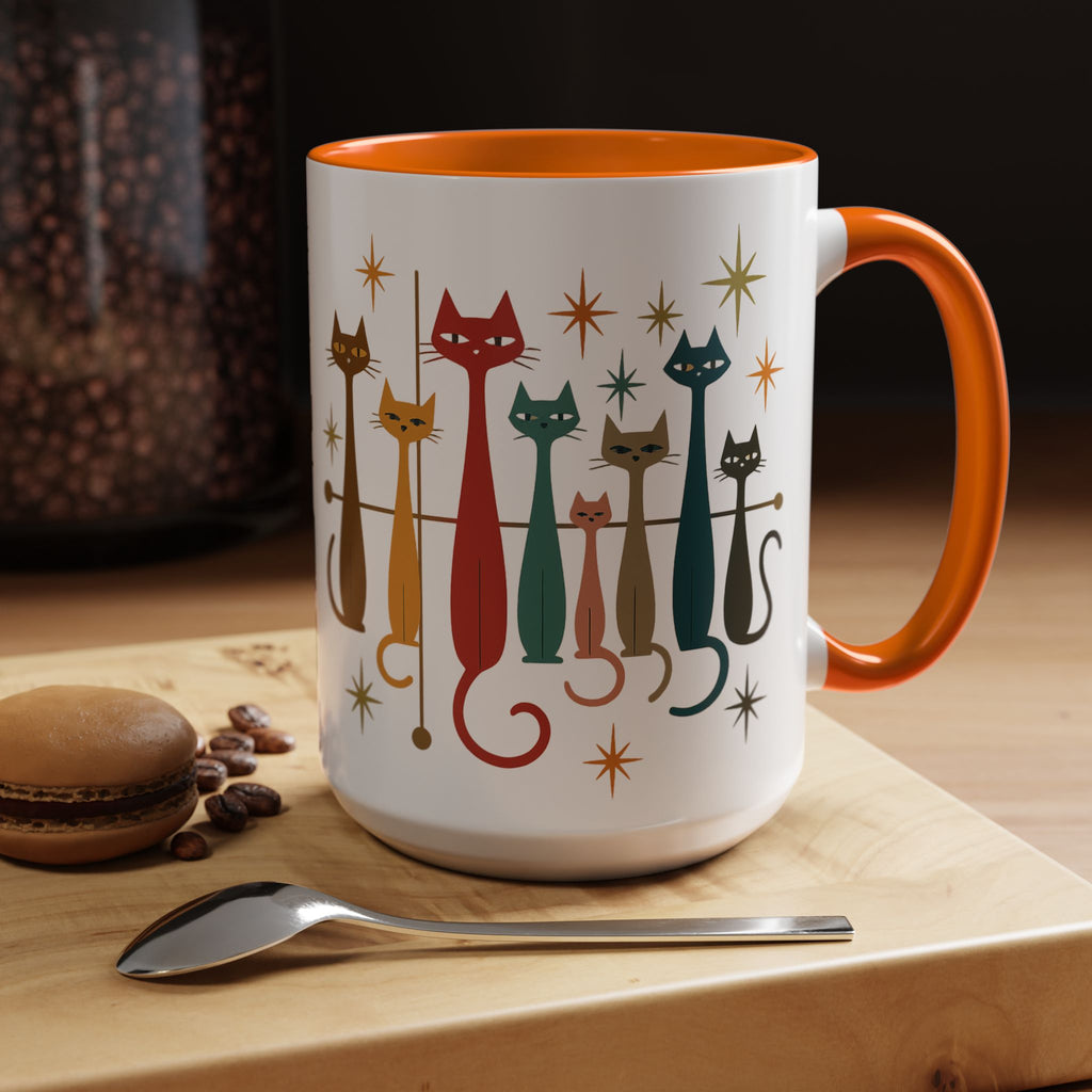 Retro Mid-Century Cats 1950s 1960s Accent Coffee Mug | 11oz 15oz