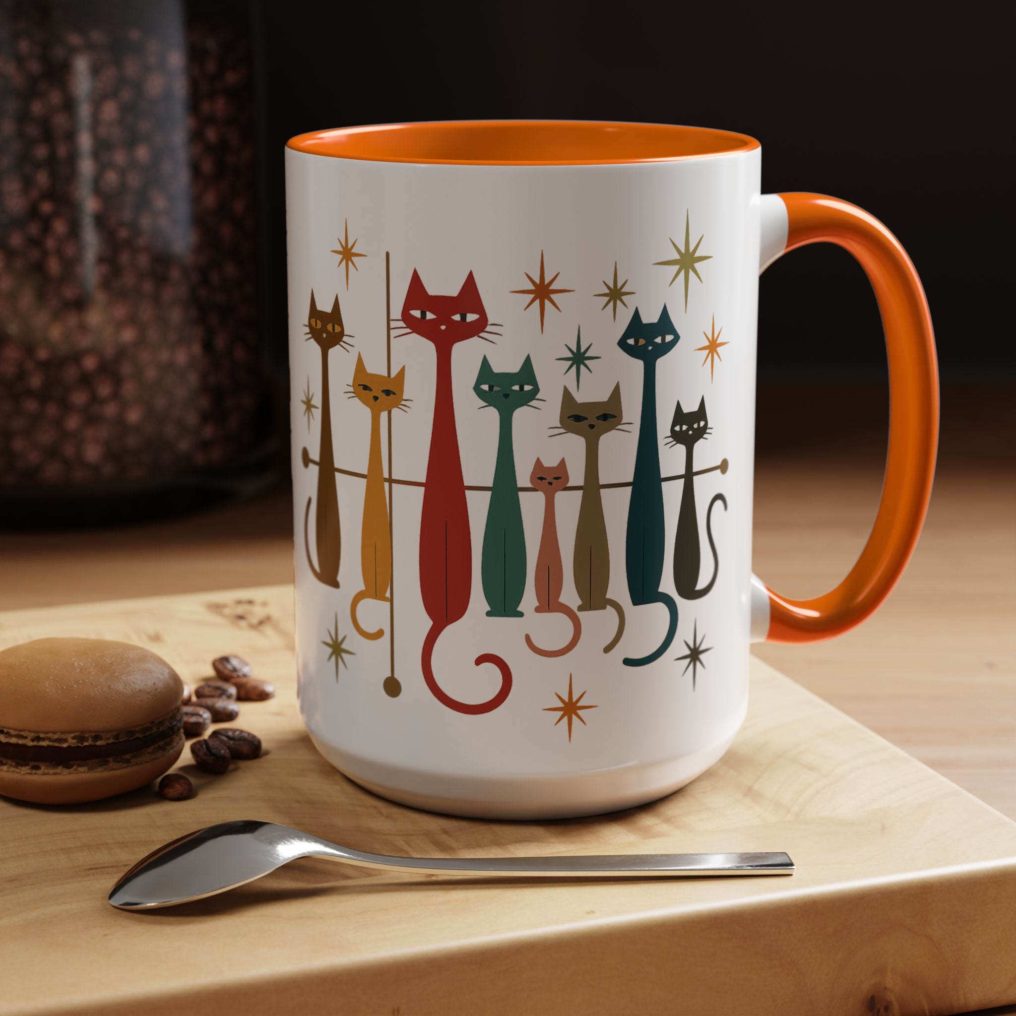 Retro Mid-Century Cats 1950s 1960s Accent Coffee Mug | 11oz 15oz