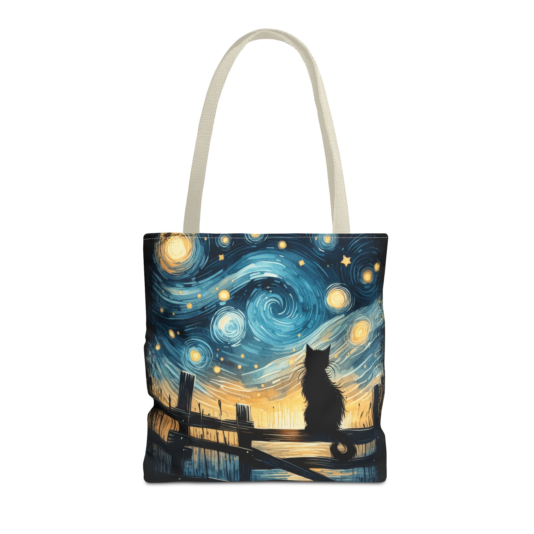 Starry Night Cat Tote | Van Gogh Inspired Swirling Sky Bag