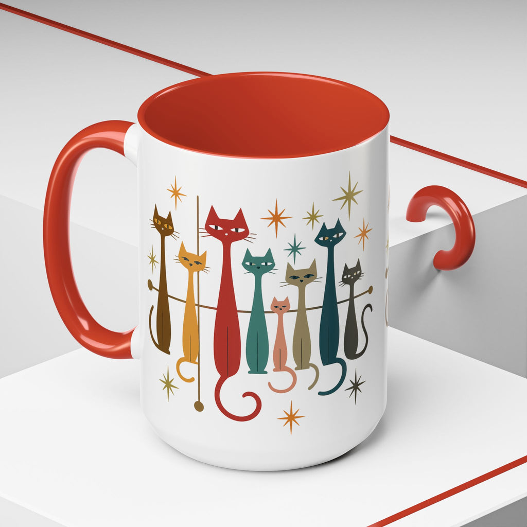 Retro Mid-Century Cats 1950s 1960s Accent Coffee Mug | 11oz 15oz
