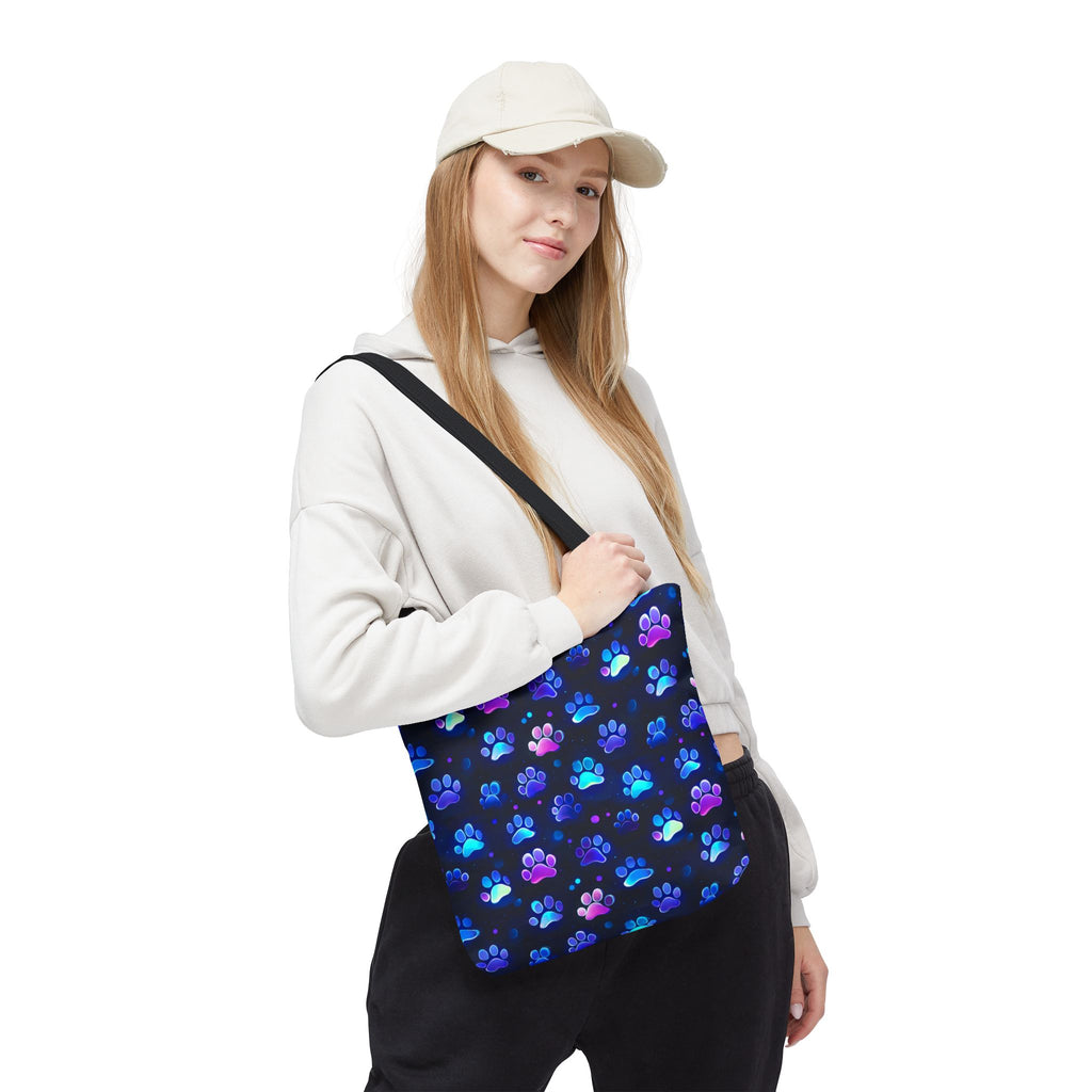 Neon Paw Print Tote | Colorful Cat Dog Paw Pattern All Over Print