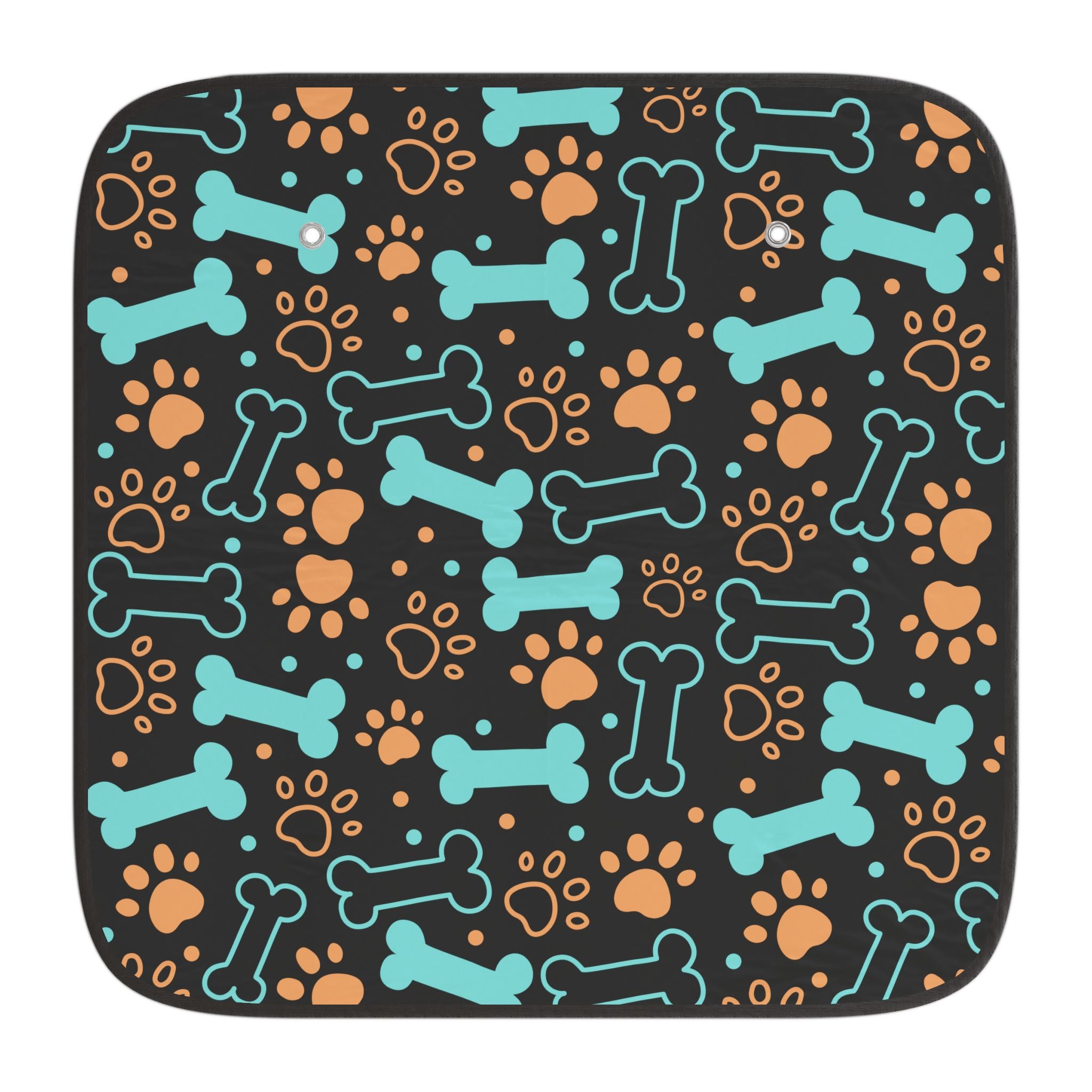 Dog Bone and Paw Print Car Sun Shade | Pet Pattern Windshield Cover