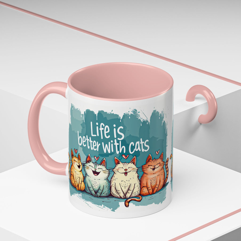 Life Is Better With Cats Coffee Mug | Accent Two-Tone Mug