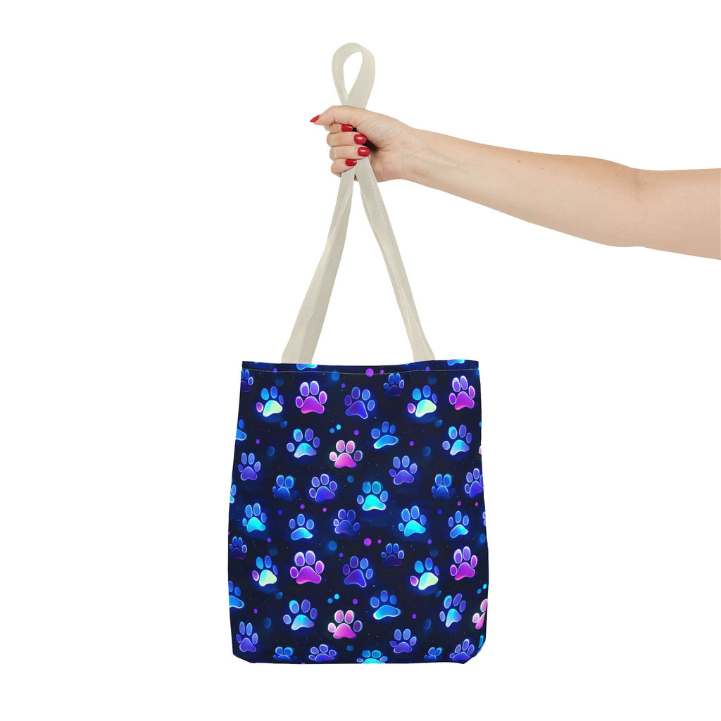 Neon Paw Print Tote | Colorful Cat Dog Paw Pattern All Over Print