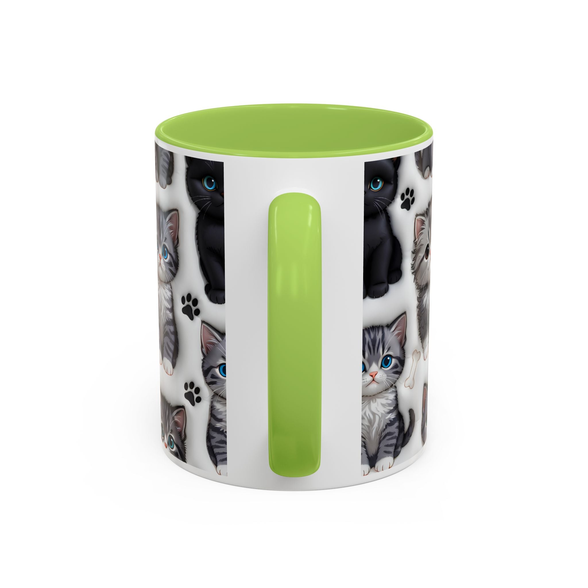 Cute Kitten Pattern Accent Coffee Mug | Cat Paw Print Design