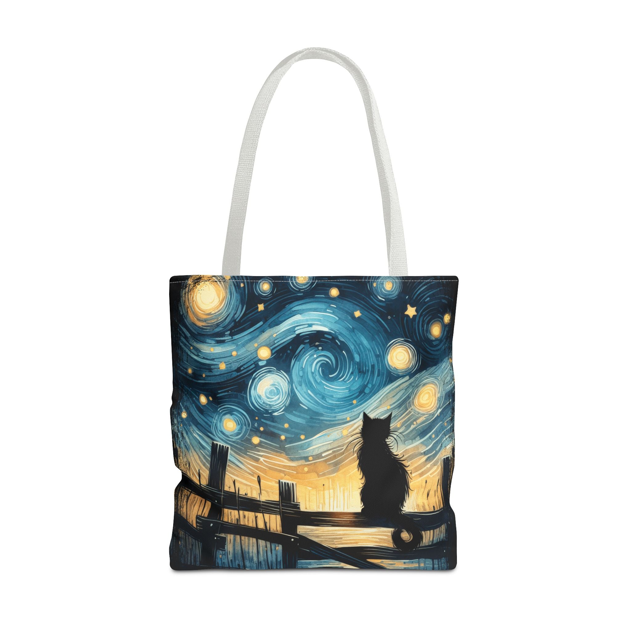 Starry Night Cat Tote | Van Gogh Inspired Swirling Sky Bag