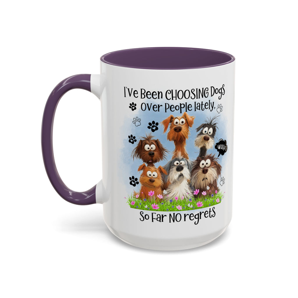 Choosing Dogs Over People Mug | Funny Cute Cartoon Dogs, 11oz 15oz Accent Coffee Mug