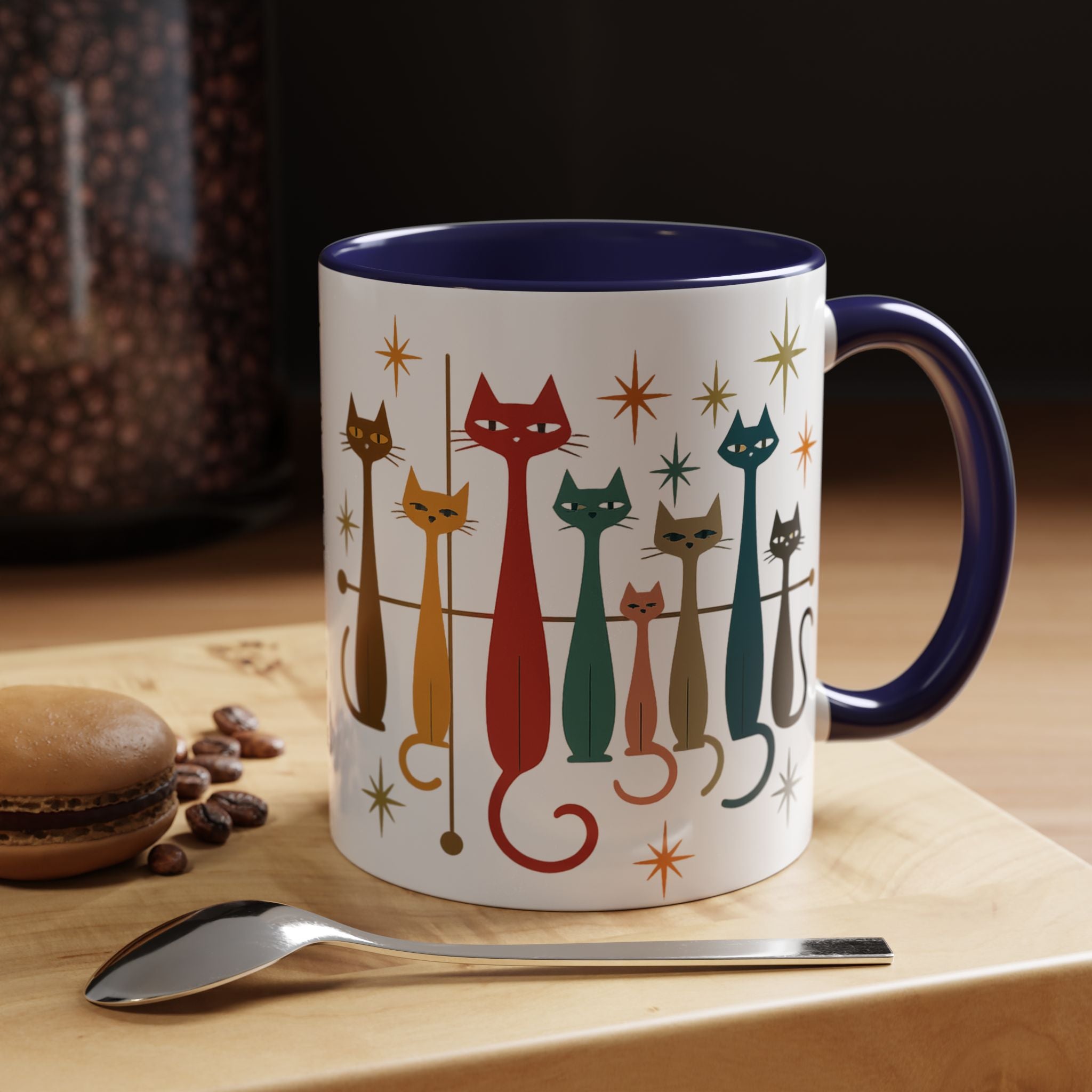 Retro Mid-Century Cats 1950s 1960s Accent Coffee Mug | 11oz 15oz