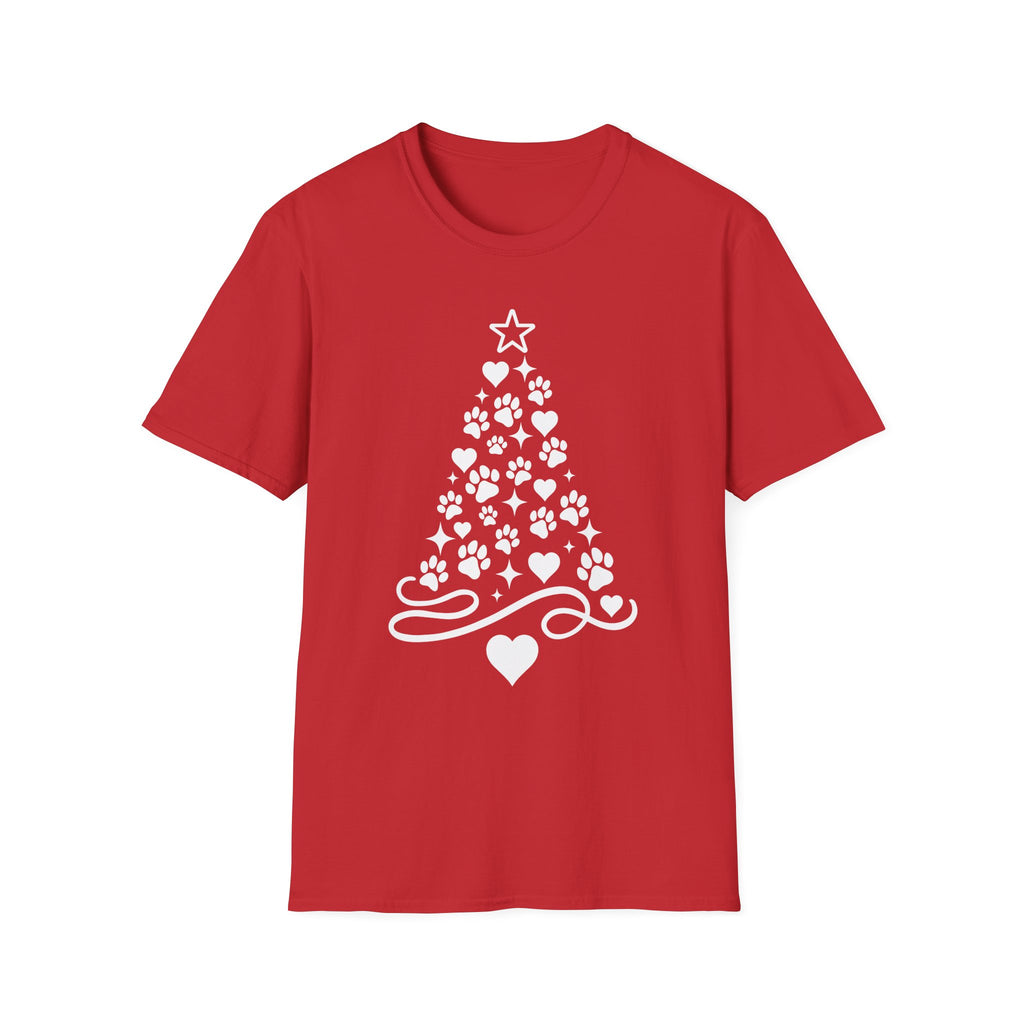 Paw Paw Print Christmas Tree T-Shirt | Dog Lover Holiday Tee
