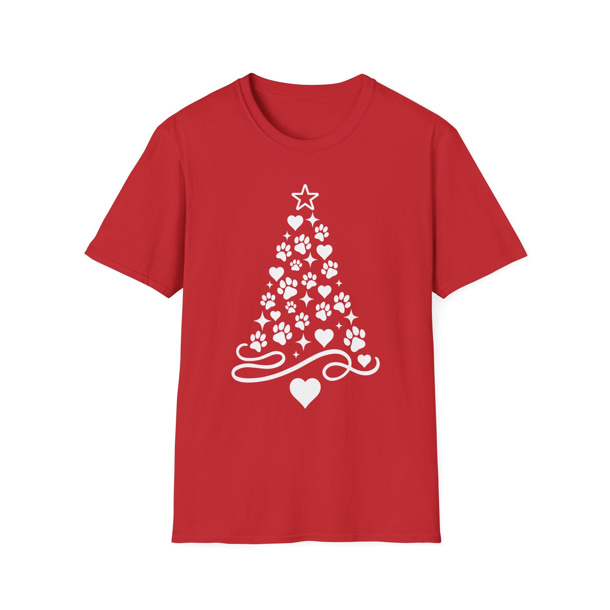 Paw Paw Print Christmas Tree T-Shirt | Dog Lover Holiday Tee