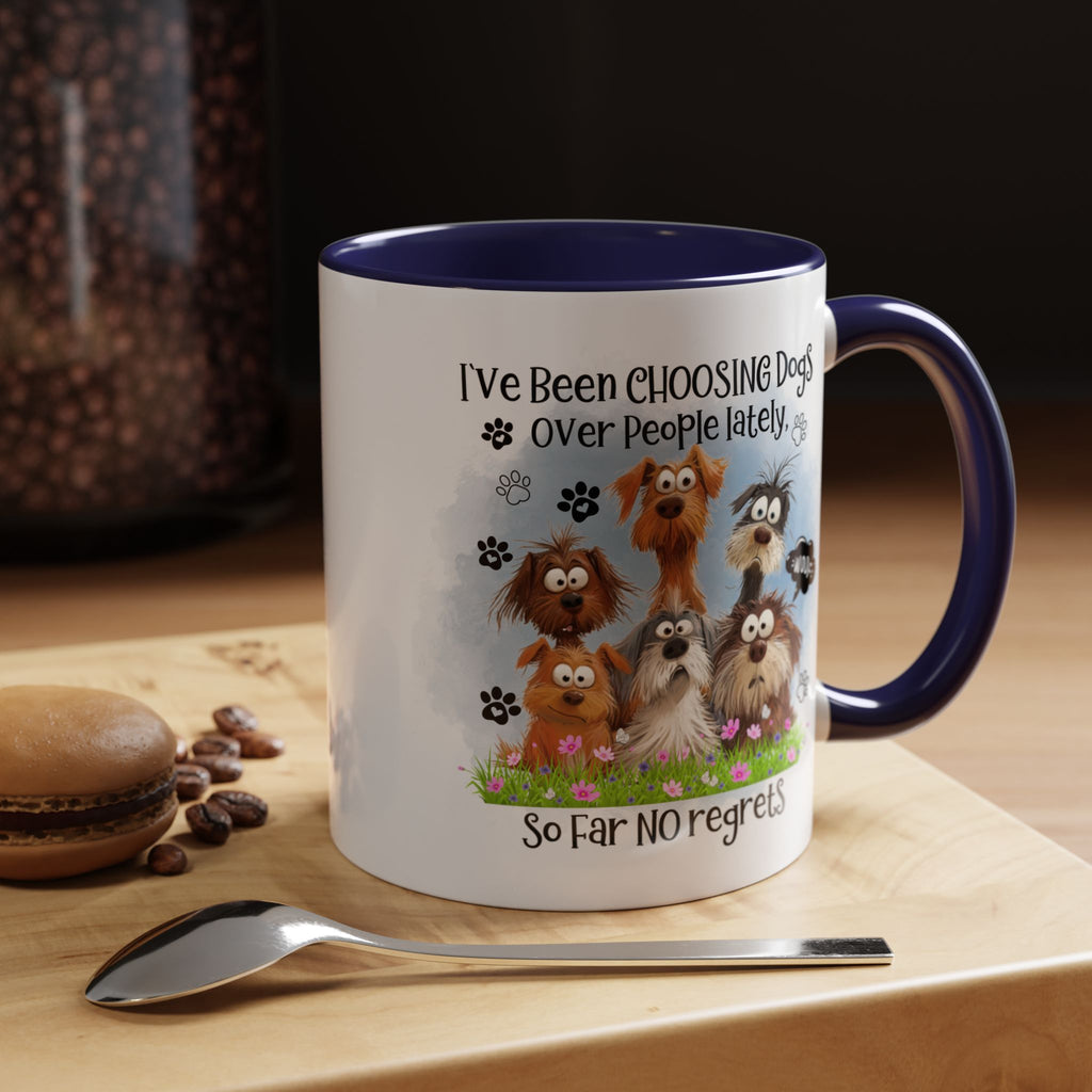 Choosing Dogs Over People Mug | Funny Cute Cartoon Dogs, 11oz 15oz Accent Coffee Mug