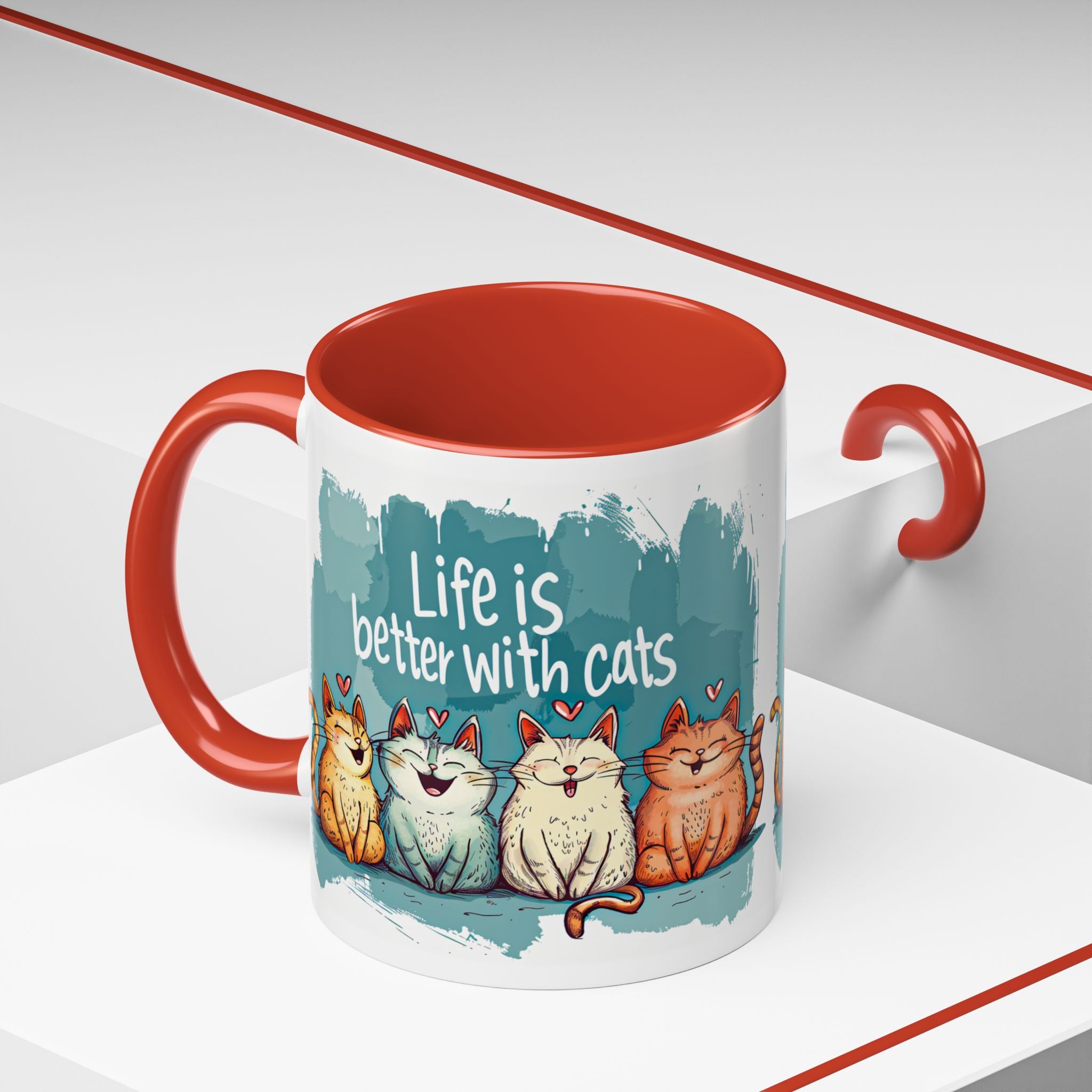 Life Is Better With Cats Coffee Mug | Accent Two-Tone Mug