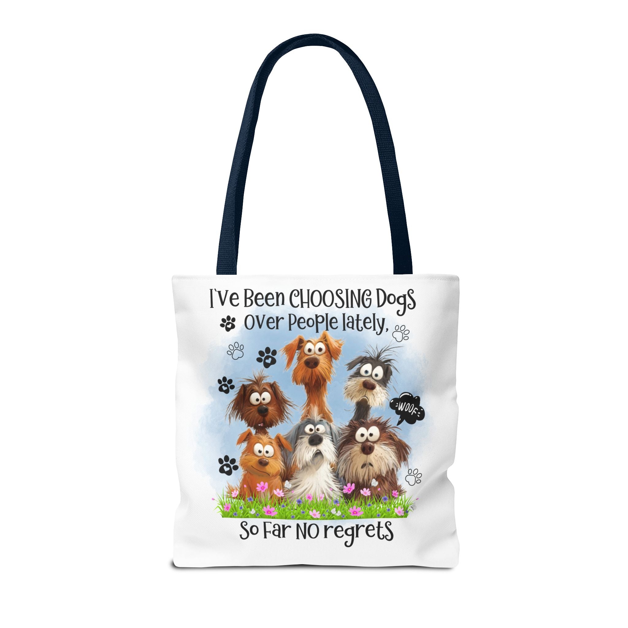 Choosing Dogs Over People Tote Bag | Cute Cartoon Dogs, Paw Print Design