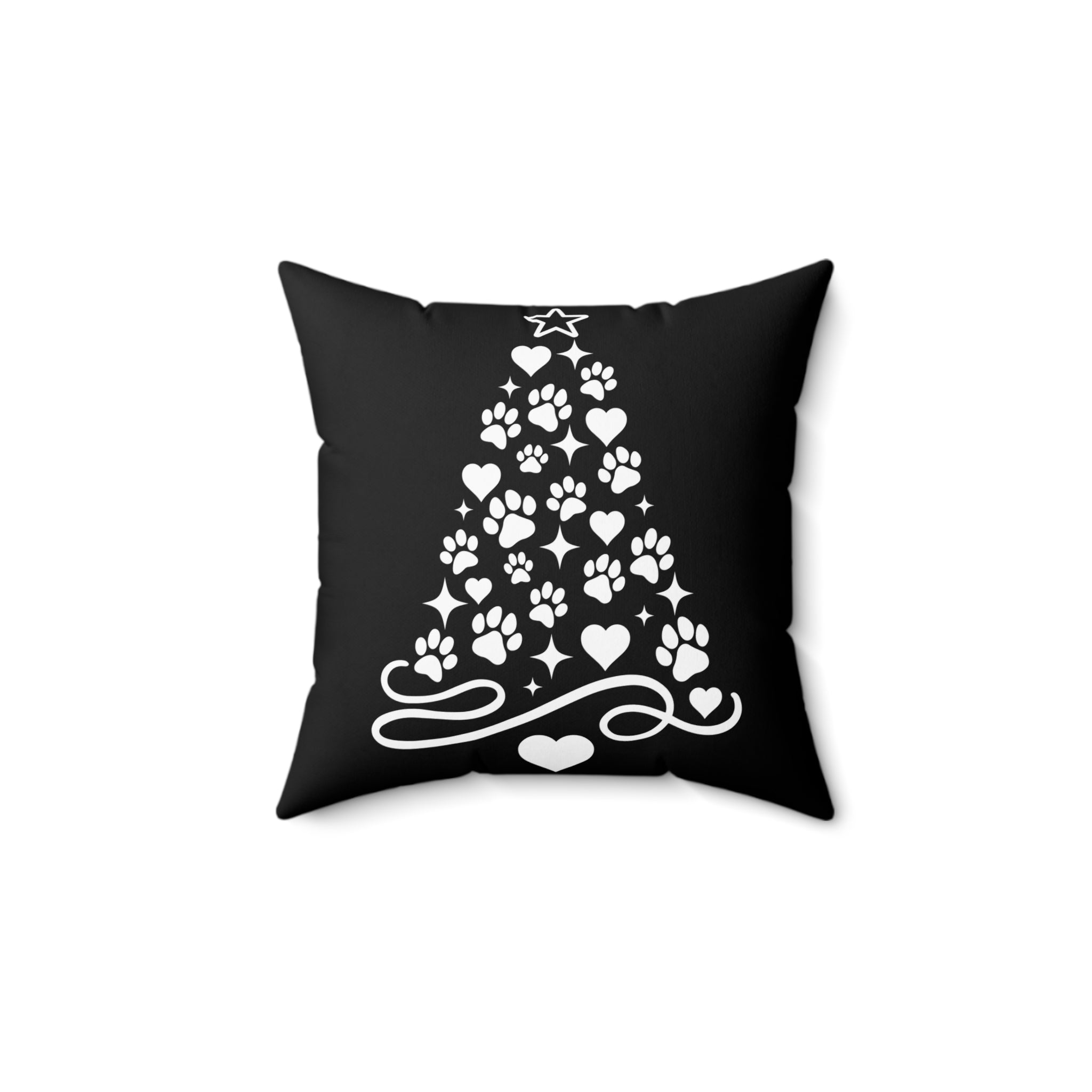 Paw Print Christmas Tree Pillow | Green Holiday Pet Decor