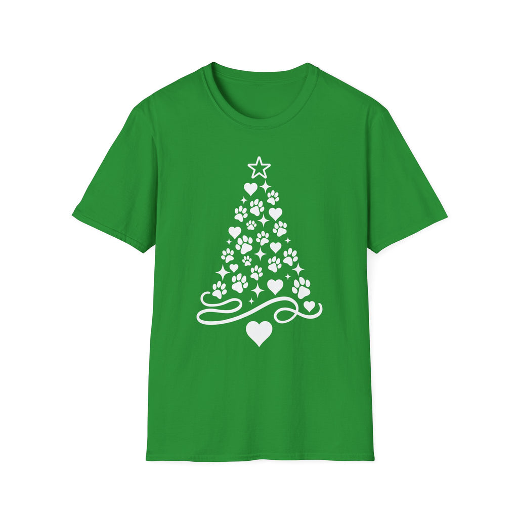 Paw Paw Print Christmas Tree T-Shirt | Dog Lover Holiday Tee