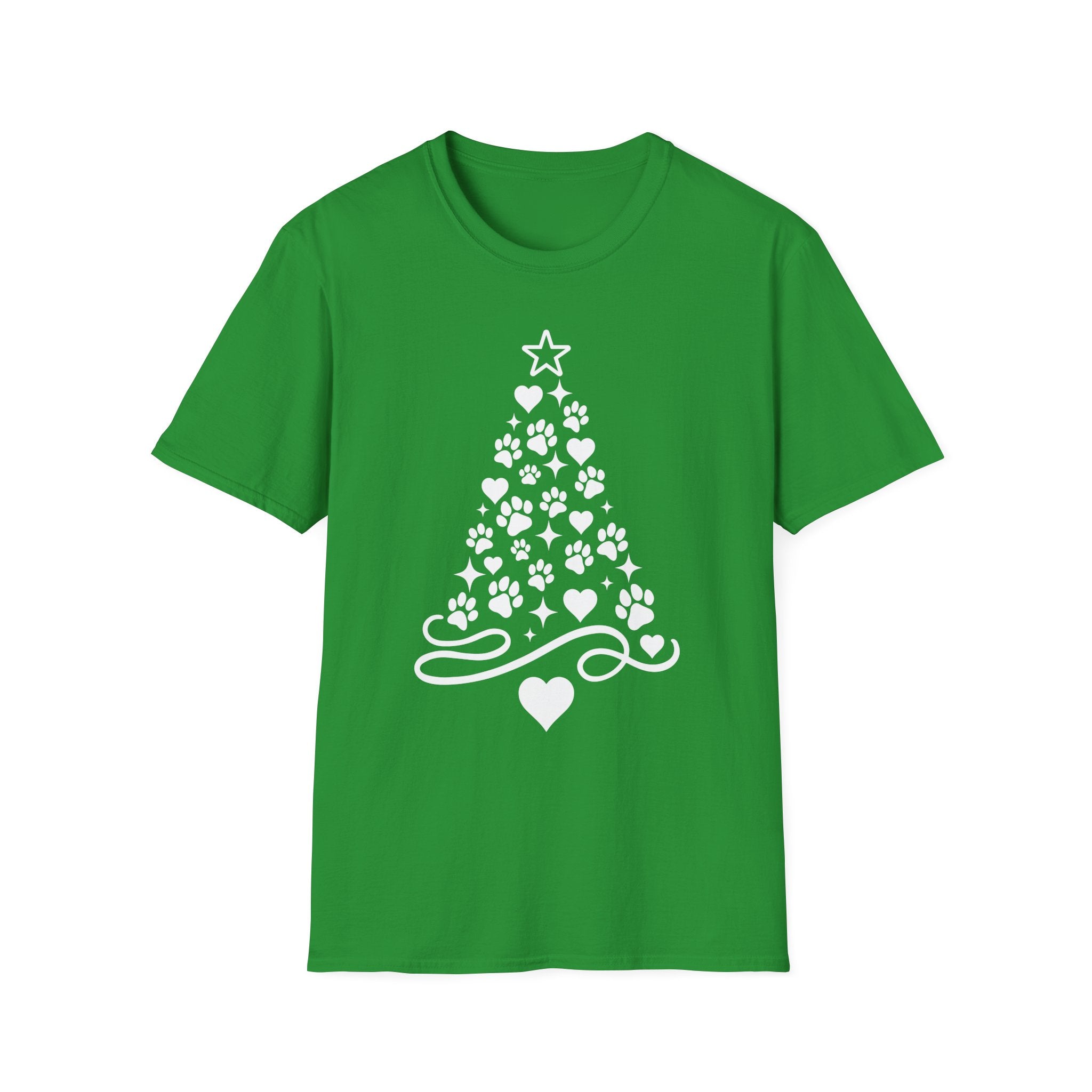 Paw Paw Print Christmas Tree T-Shirt | Dog Lover Holiday Tee