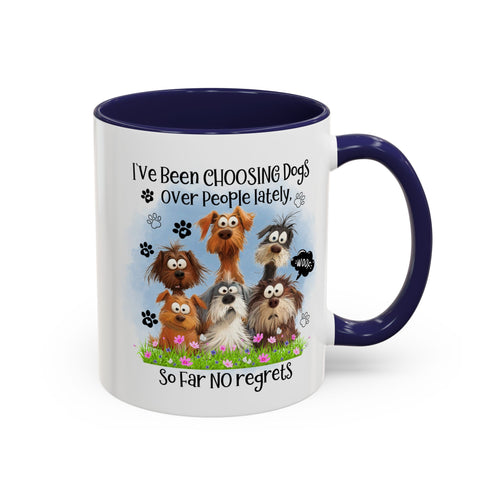 Choosing Dogs Over People Mug | Funny Cute Cartoon Dogs, 11oz 15oz Accent Coffee Mug