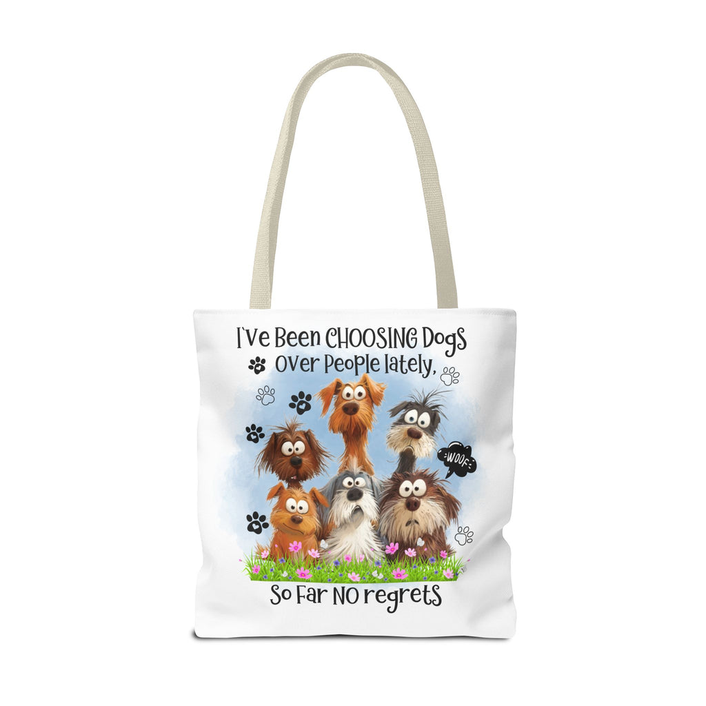 Choosing Dogs Over People Tote Bag | Cute Cartoon Dogs, Paw Print Design