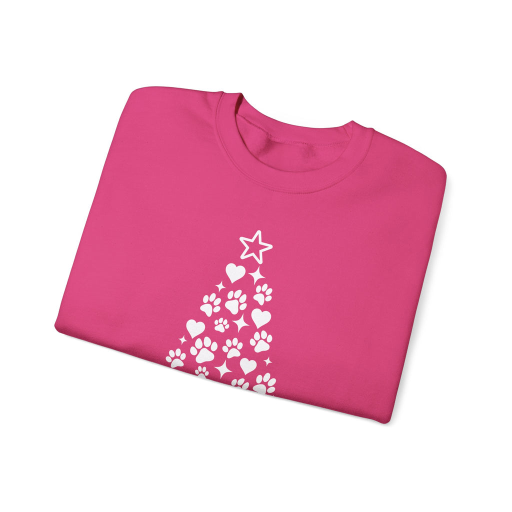 Paw Paw Print Christmas Tree Sweatshirt | Pet Lover Holiday Crewneck