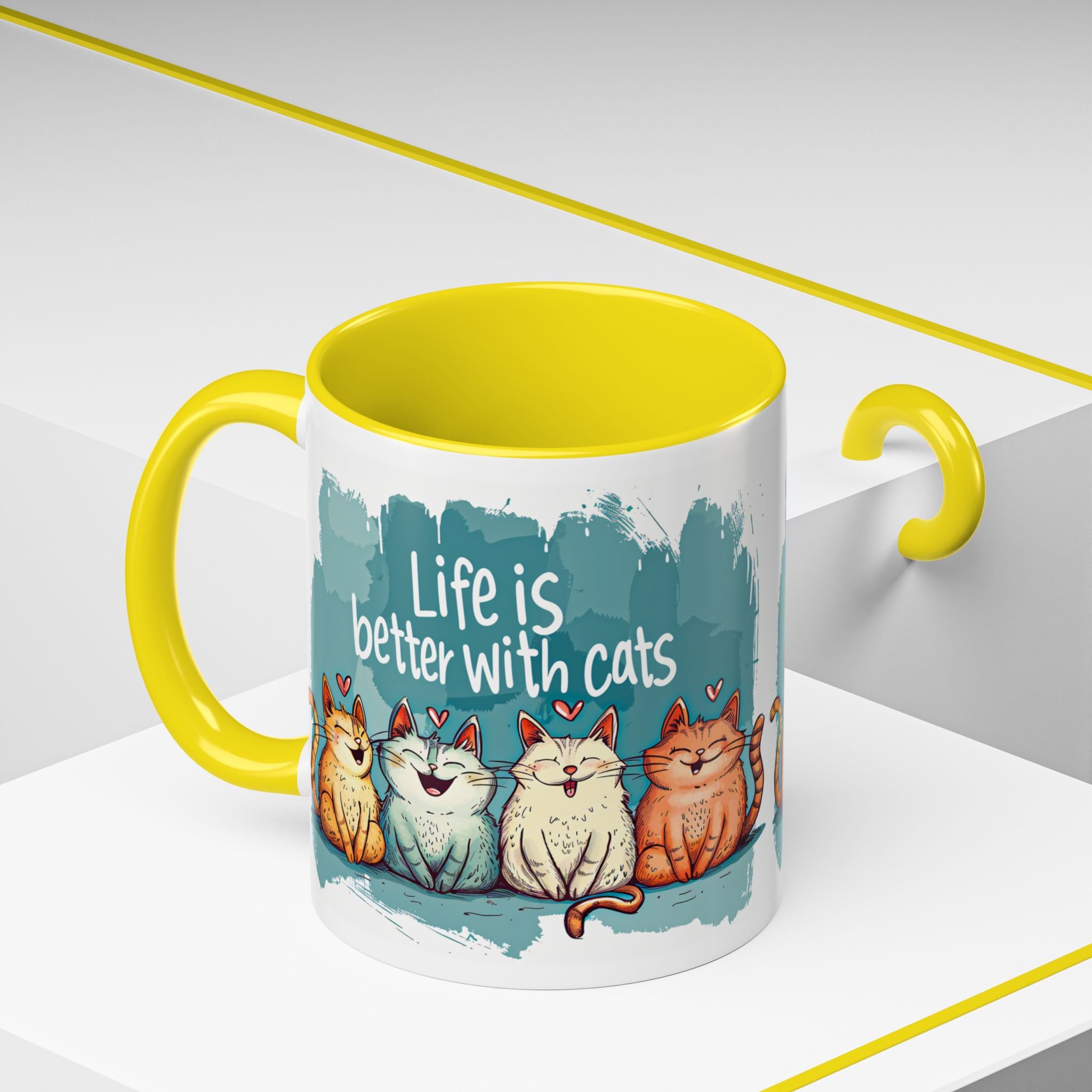 Life Is Better With Cats Coffee Mug | Accent Two-Tone Mug