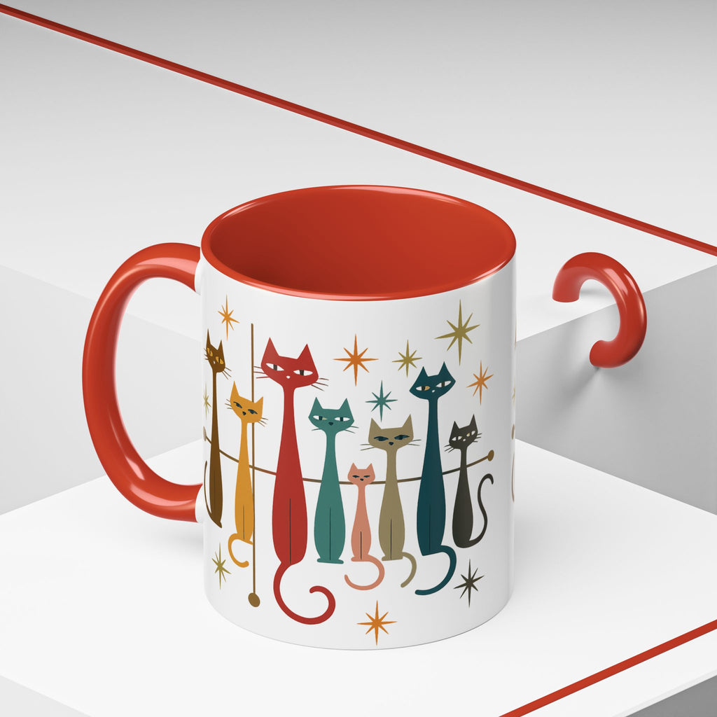 Retro Mid-Century Cats 1950s 1960s Accent Coffee Mug | 11oz 15oz