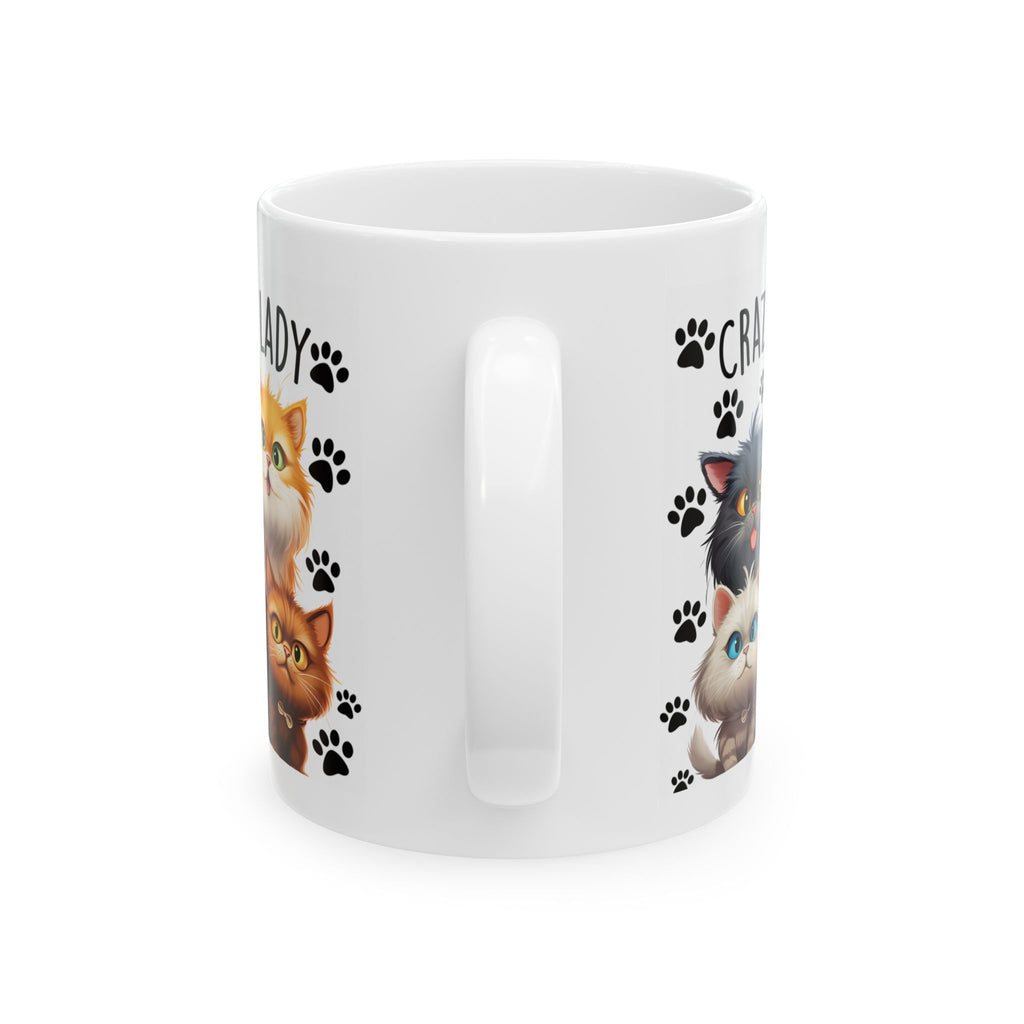 Crazy Cat Lady Cats mug | Cute cartoon kittens paw prints ceramic mug