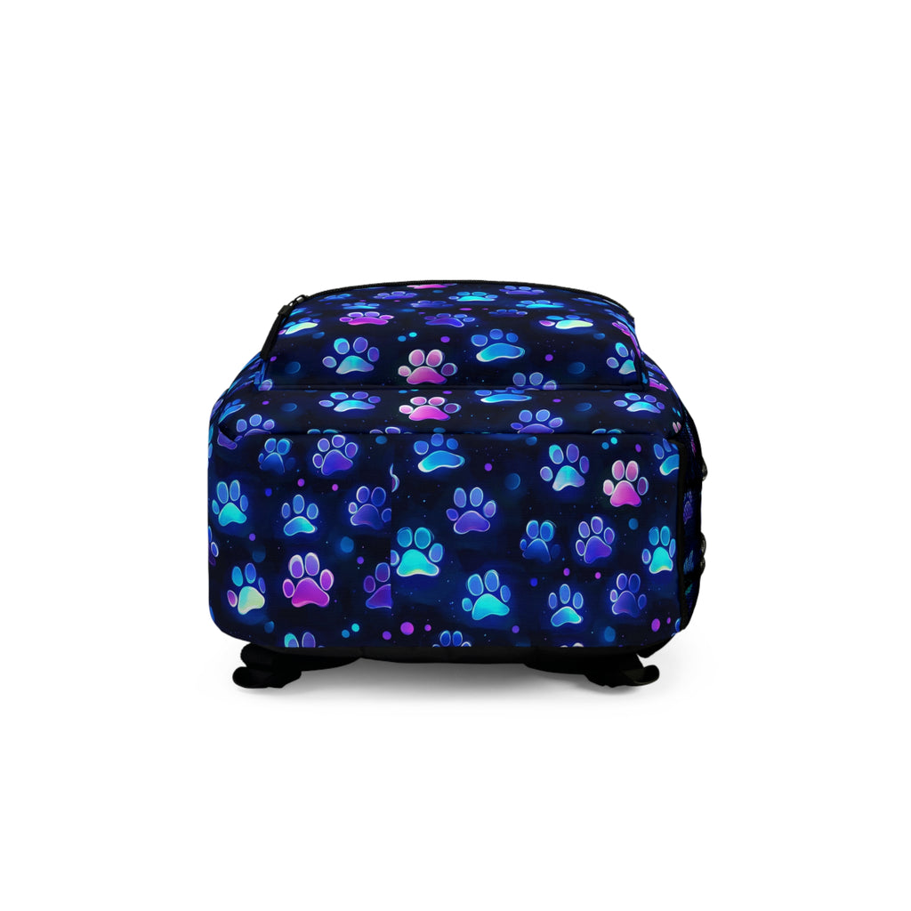 Neon Paw Prints Backpack | Blue Purple Animal Print