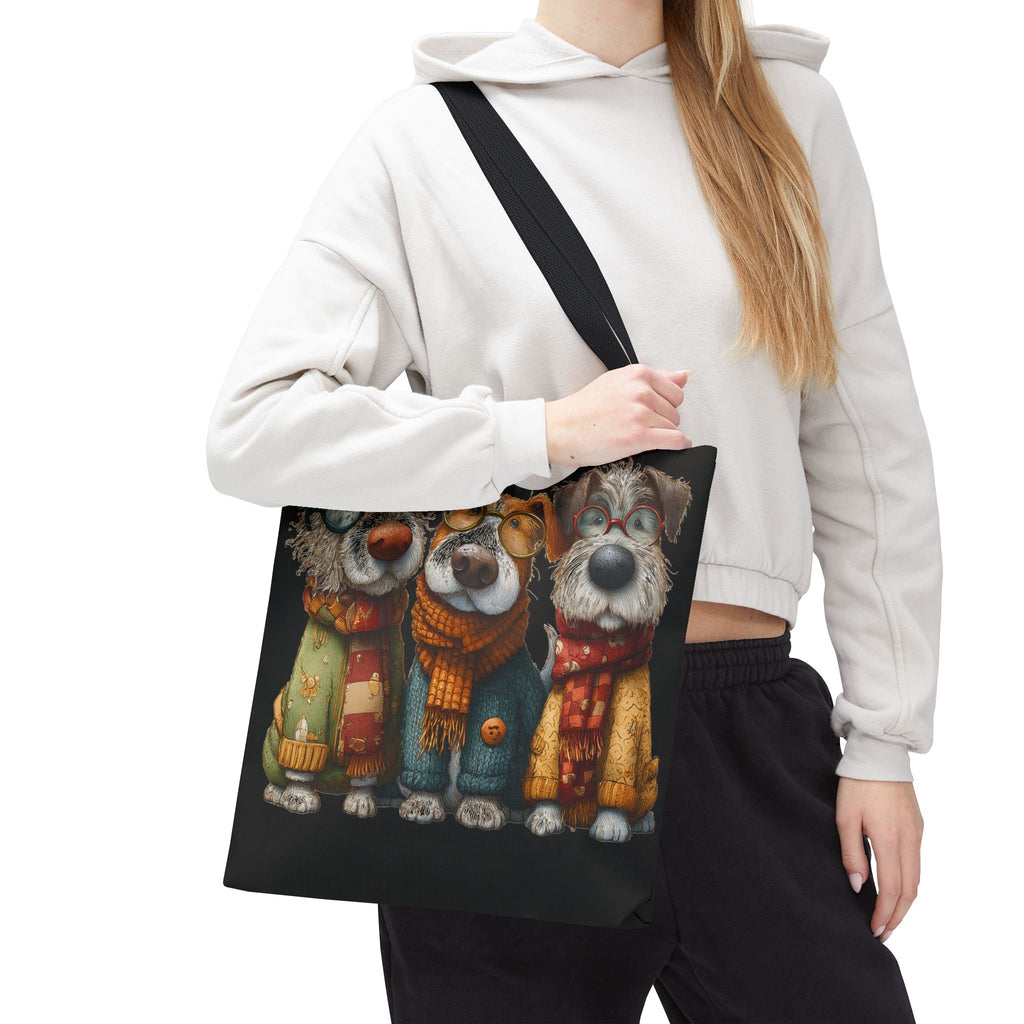 Three Cozy Dogs Tote Bag | Cute Winter Dogs Illustration