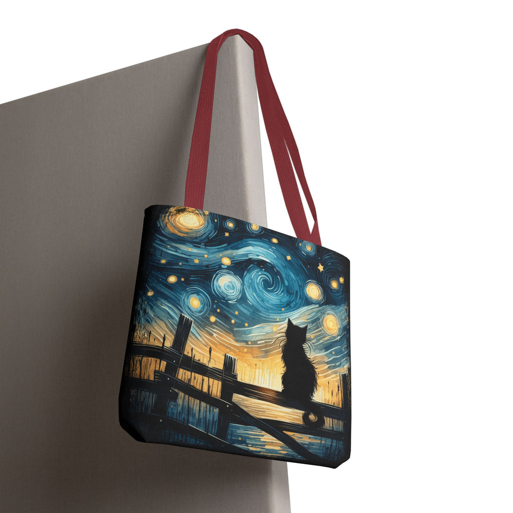 Starry Night Cat Tote | Van Gogh Inspired Swirling Sky Bag