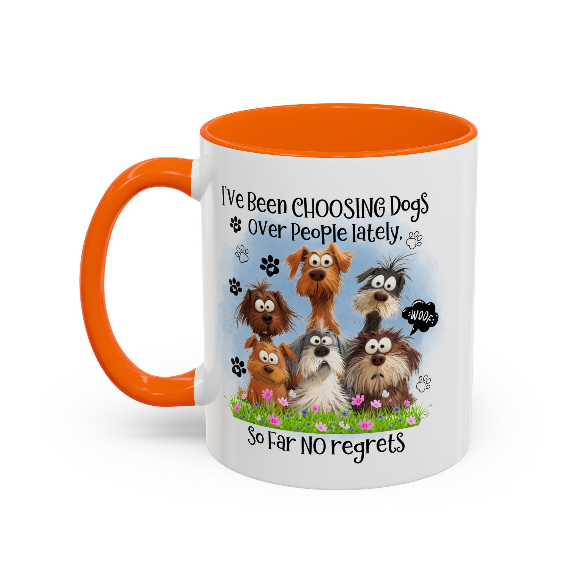 Choosing Dogs Over People Mug | Funny Cute Cartoon Dogs, 11oz 15oz Accent Coffee Mug
