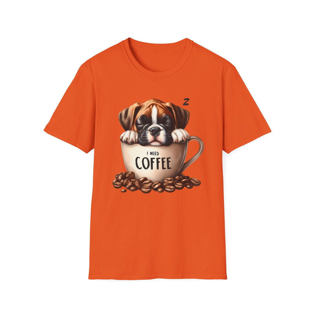 Sleeping Puppy in Coffee Cup T-Shirt | I Need Coffee Design