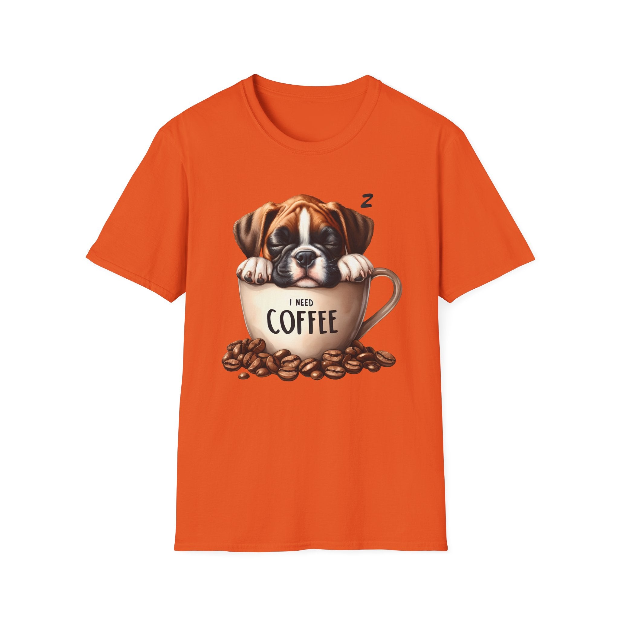 Sleeping Puppy in Coffee Cup T-Shirt | I Need Coffee Design