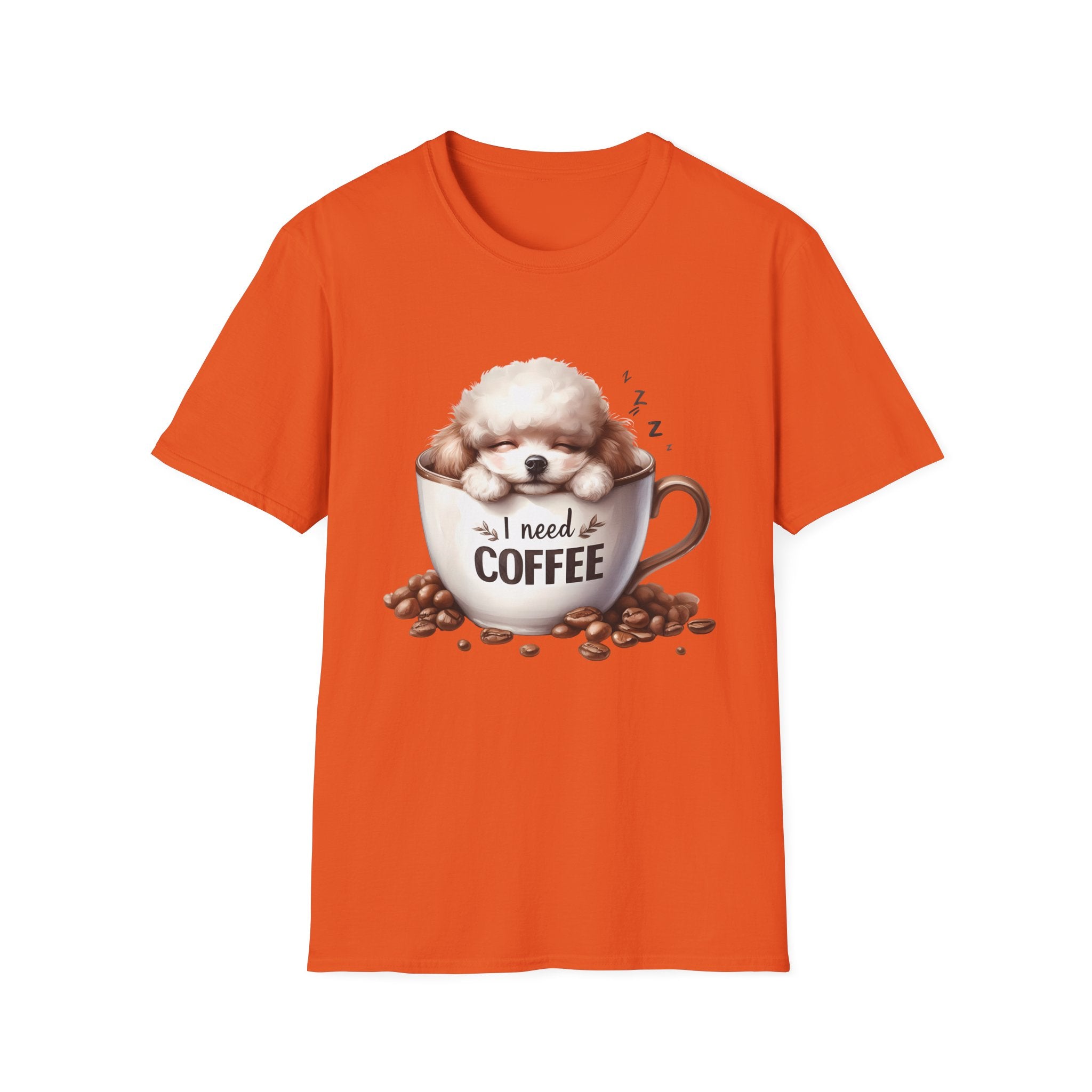 Sleeping Puppy in Coffee Cup T-Shirt | I Need Coffee Dog Design
