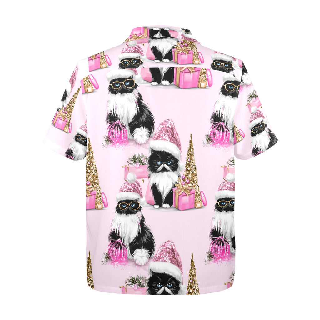 Men's All Over Print Christmas Cats Shirt Made In USA