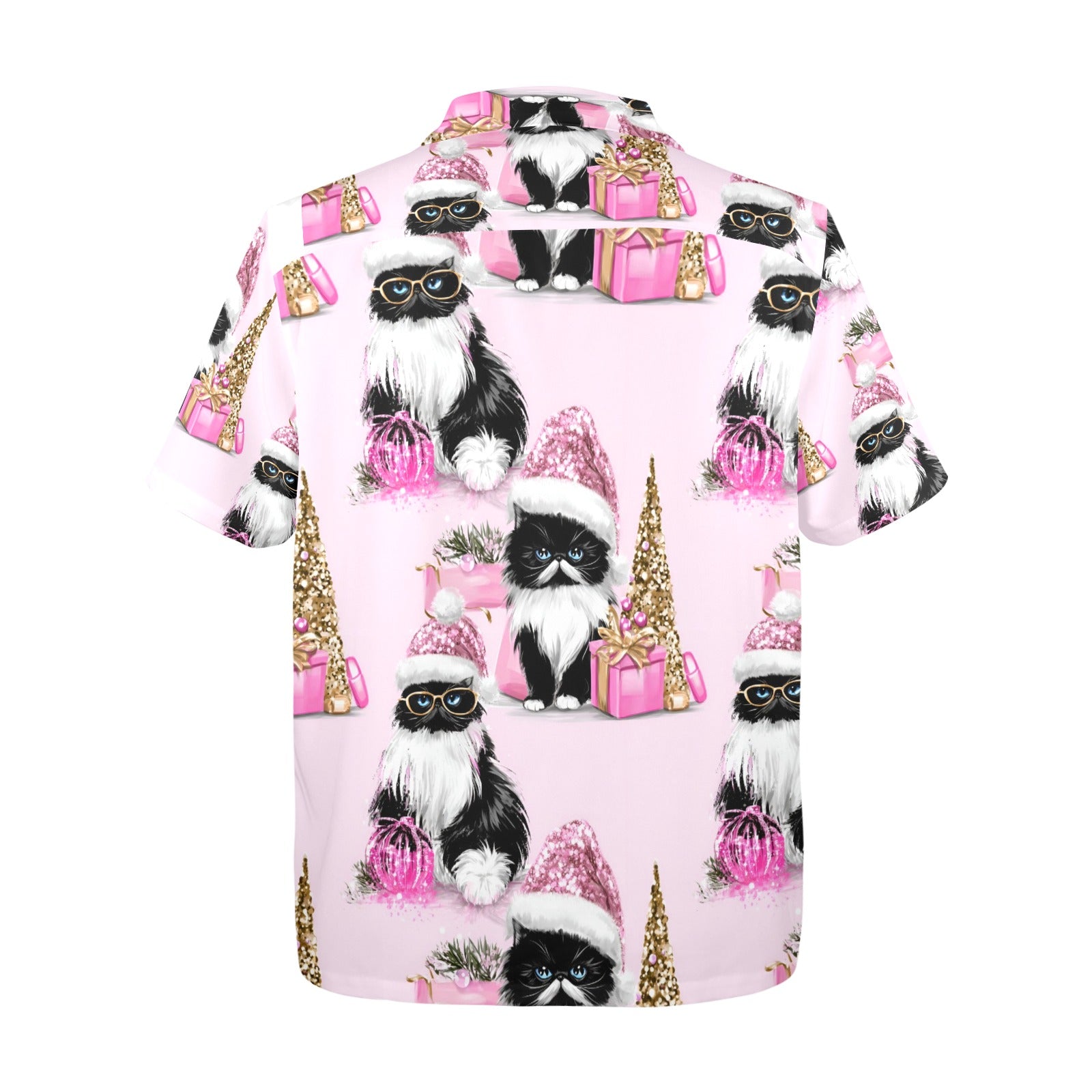 Men's All Over Print Christmas Cats Shirt Made In USA