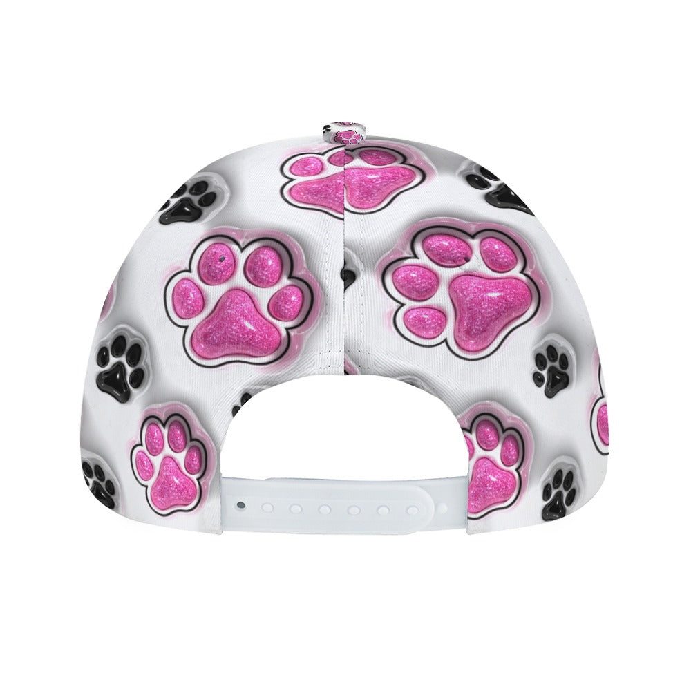 3D Sparkly Pet Paws Inflated Tumbler Wrap, Puffy Pink Glitter Dog Mom Sublimation Design, Dog Lover Cap