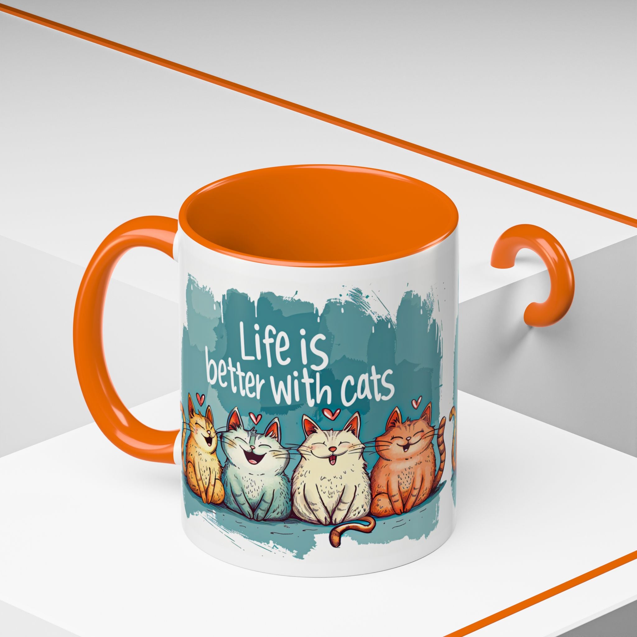 Life Is Better With Cats Coffee Mug | Accent Two-Tone Mug