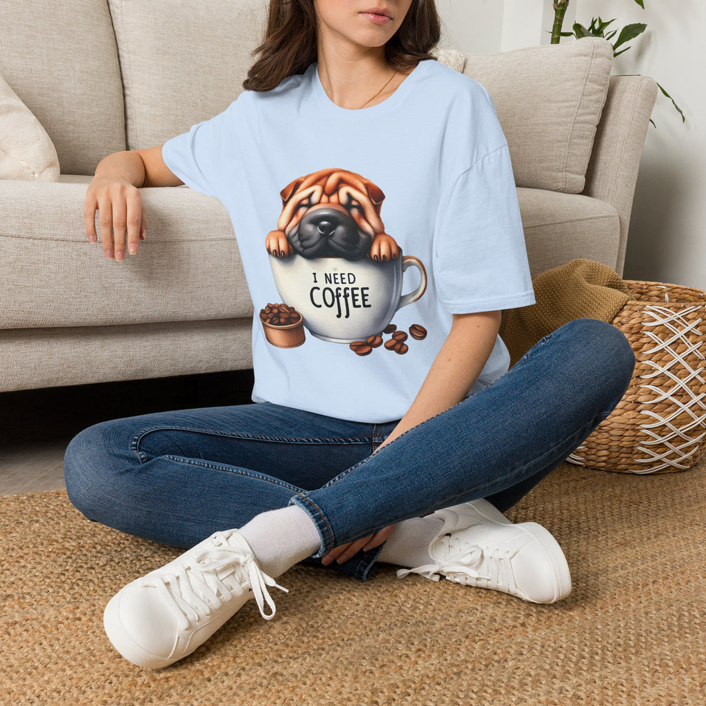 Pug in Coffee Cup T-Shirt | I Need Coffee Puppy Tee