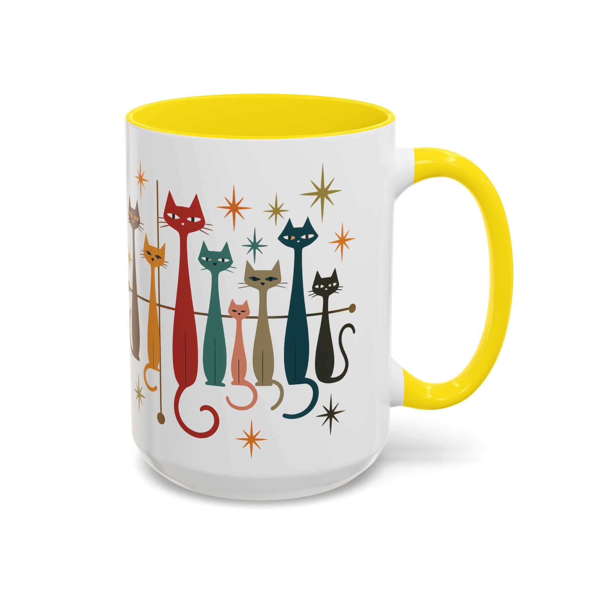 Retro Mid-Century Cats 1950s 1960s Accent Coffee Mug | 11oz 15oz