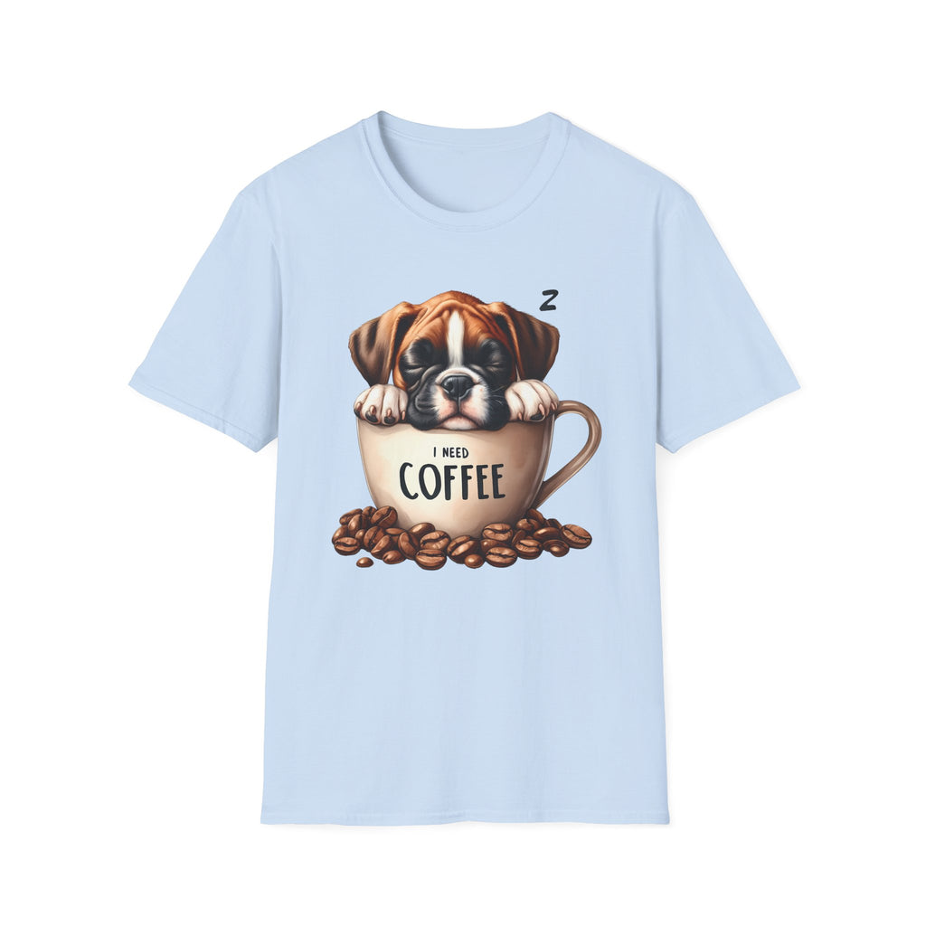 Sleeping Puppy in Coffee Cup T-Shirt | I Need Coffee Design