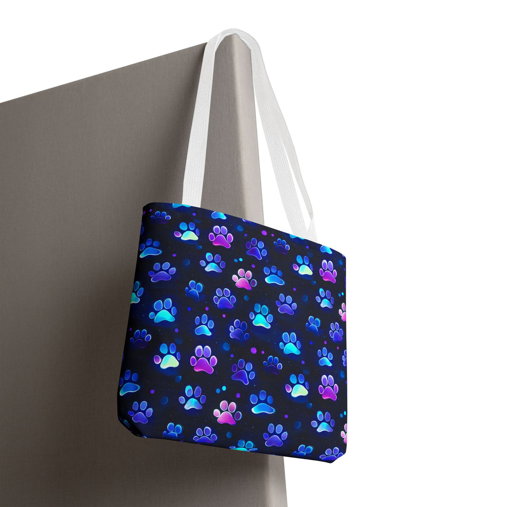 Neon Paw Print Tote | Colorful Cat Dog Paw Pattern All Over Print
