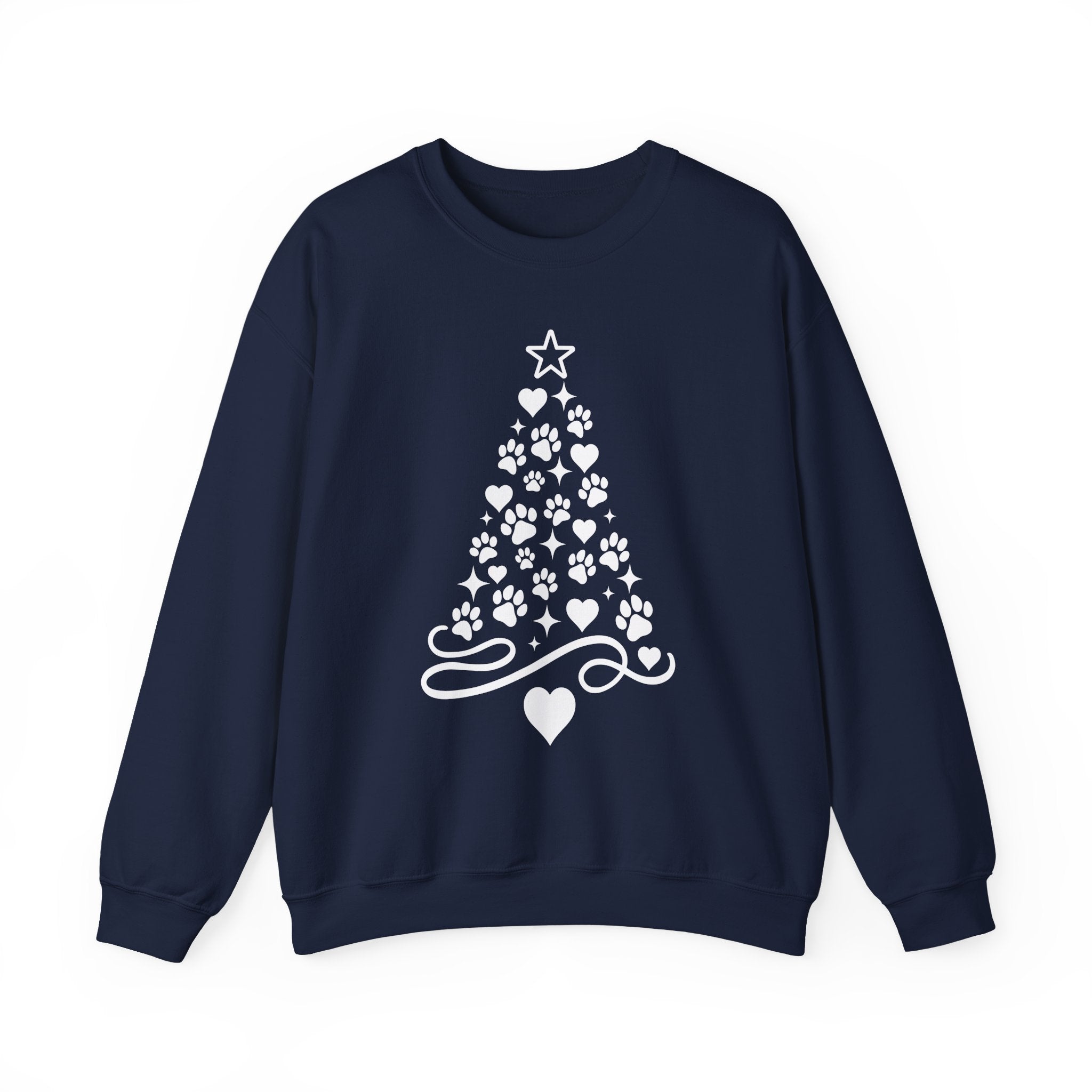 Paw Paw Print Christmas Tree Sweatshirt | Pet Lover Holiday Crewneck